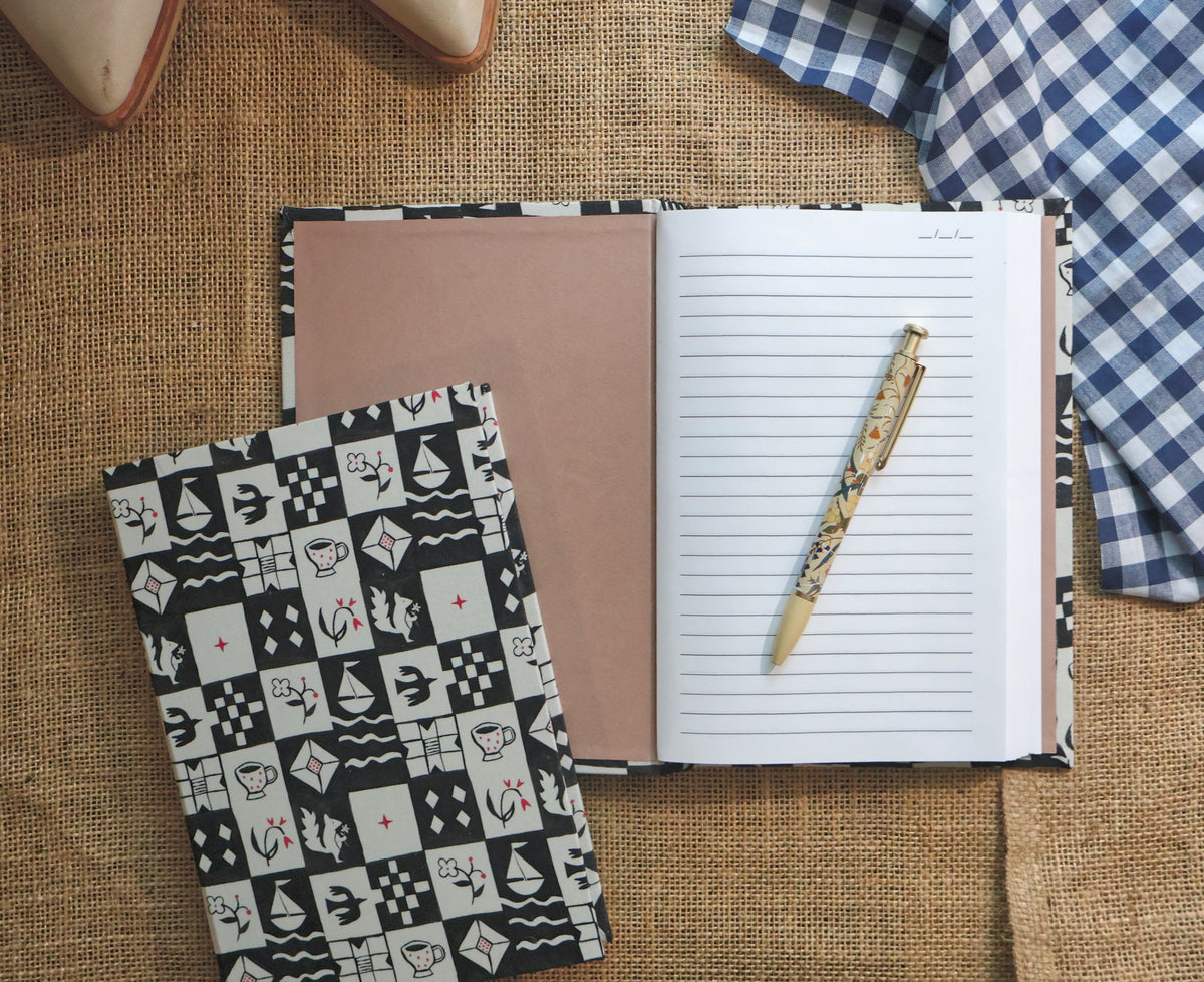 Black & White Fall Pattern Refillable Journal