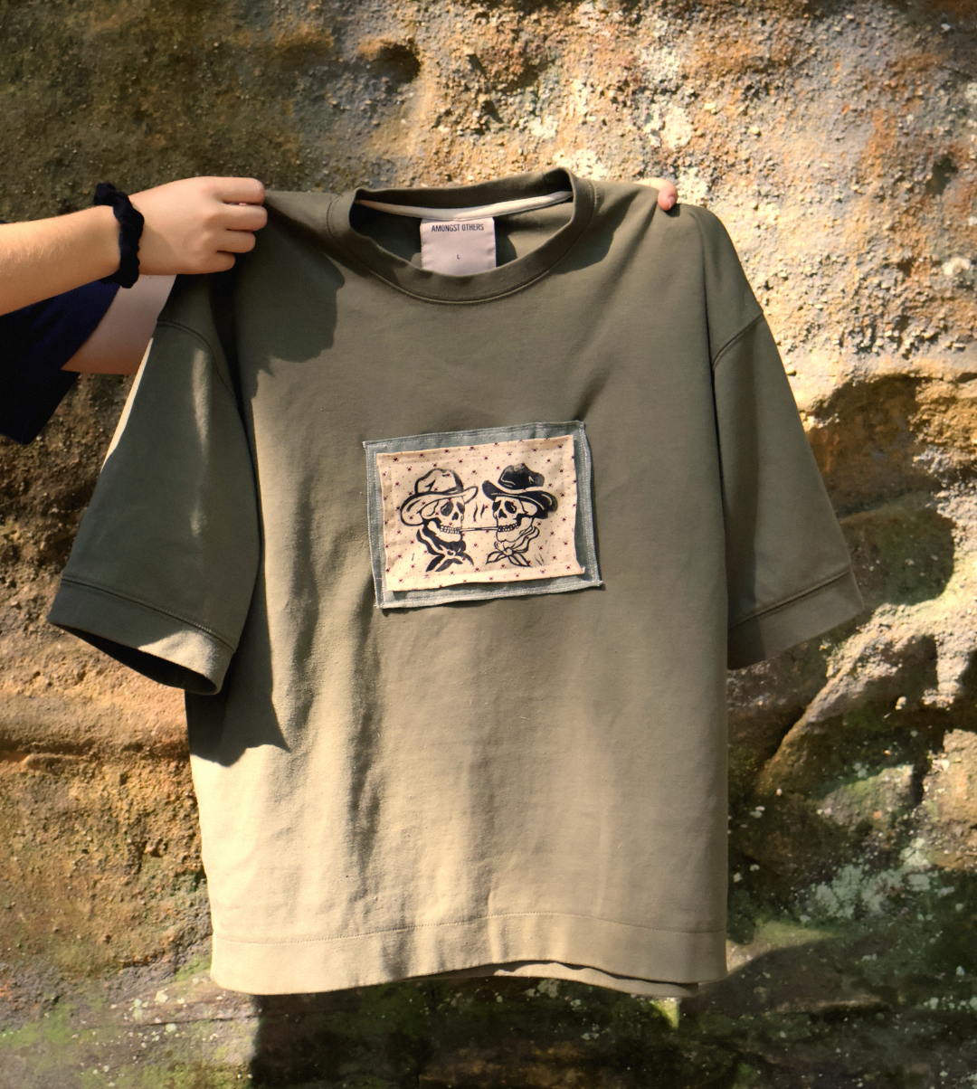 Cowboys Linocut Patchwork T-Shirt
