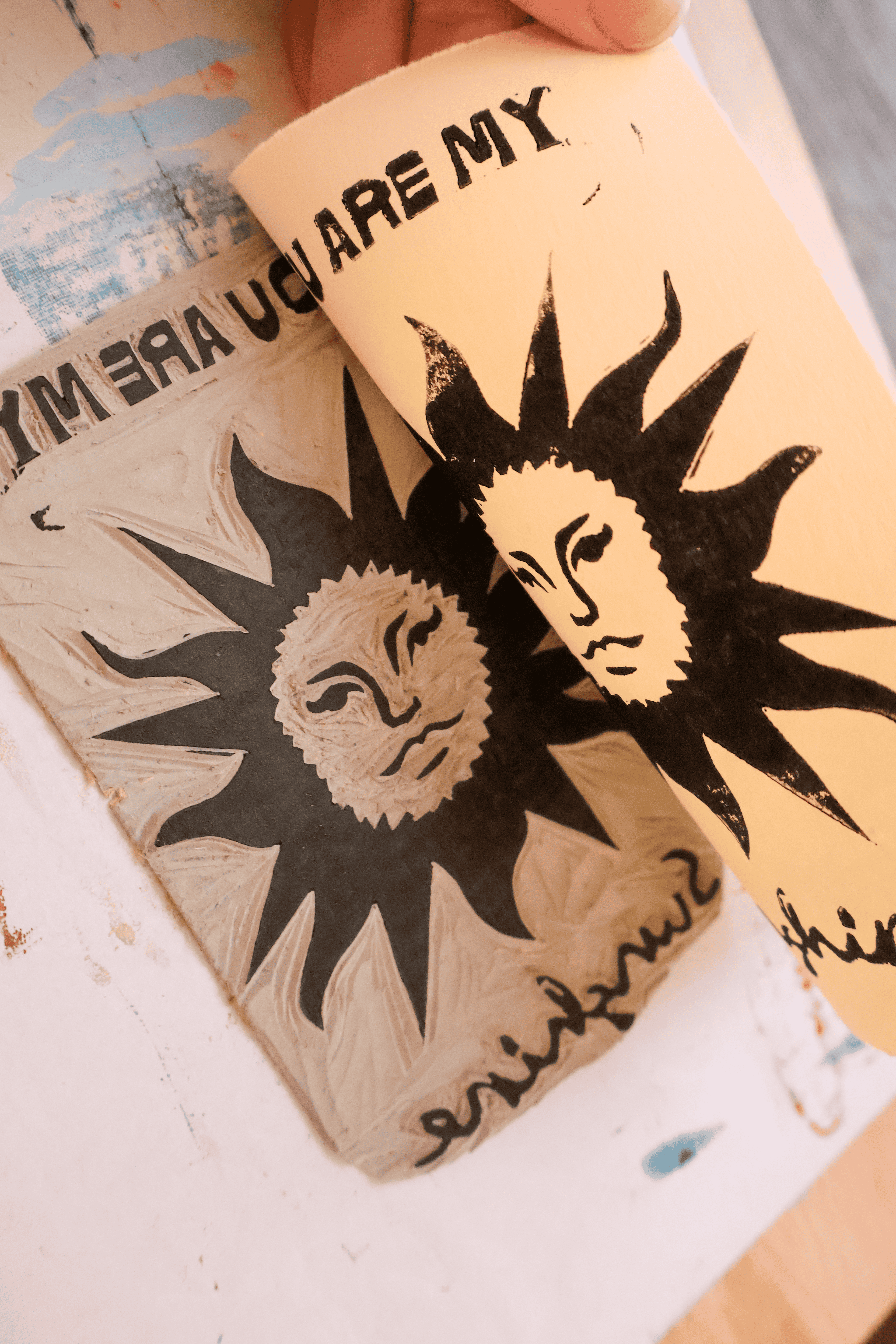 You're my Sunshine Linocut Print