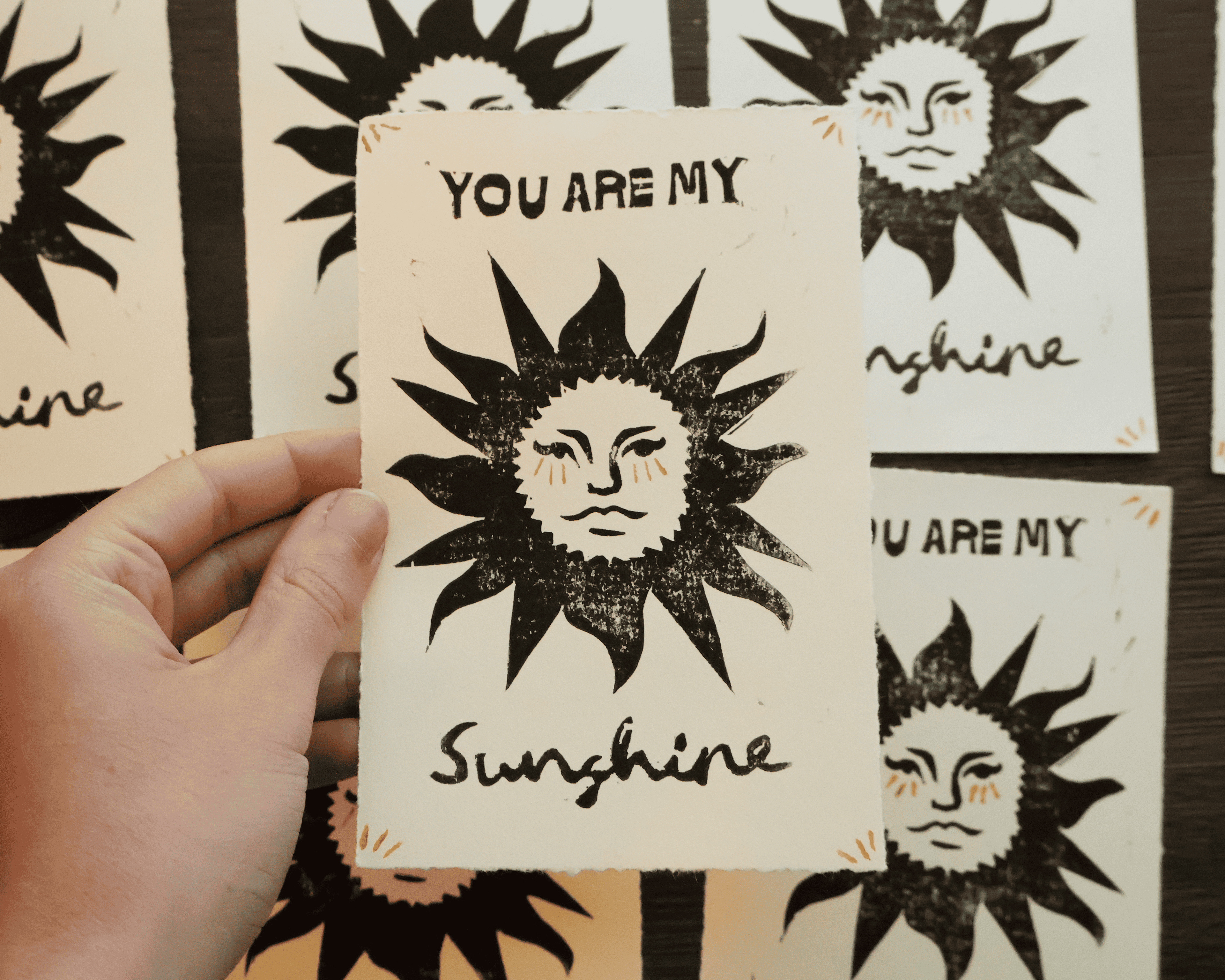 You're my Sunshine Linocut Print