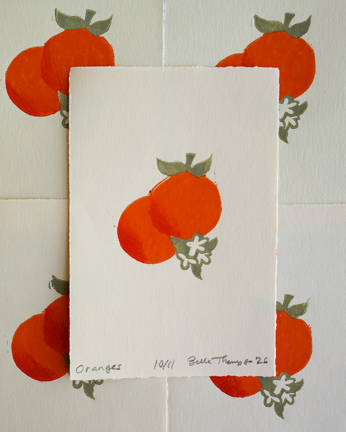 Orange Linocut Print