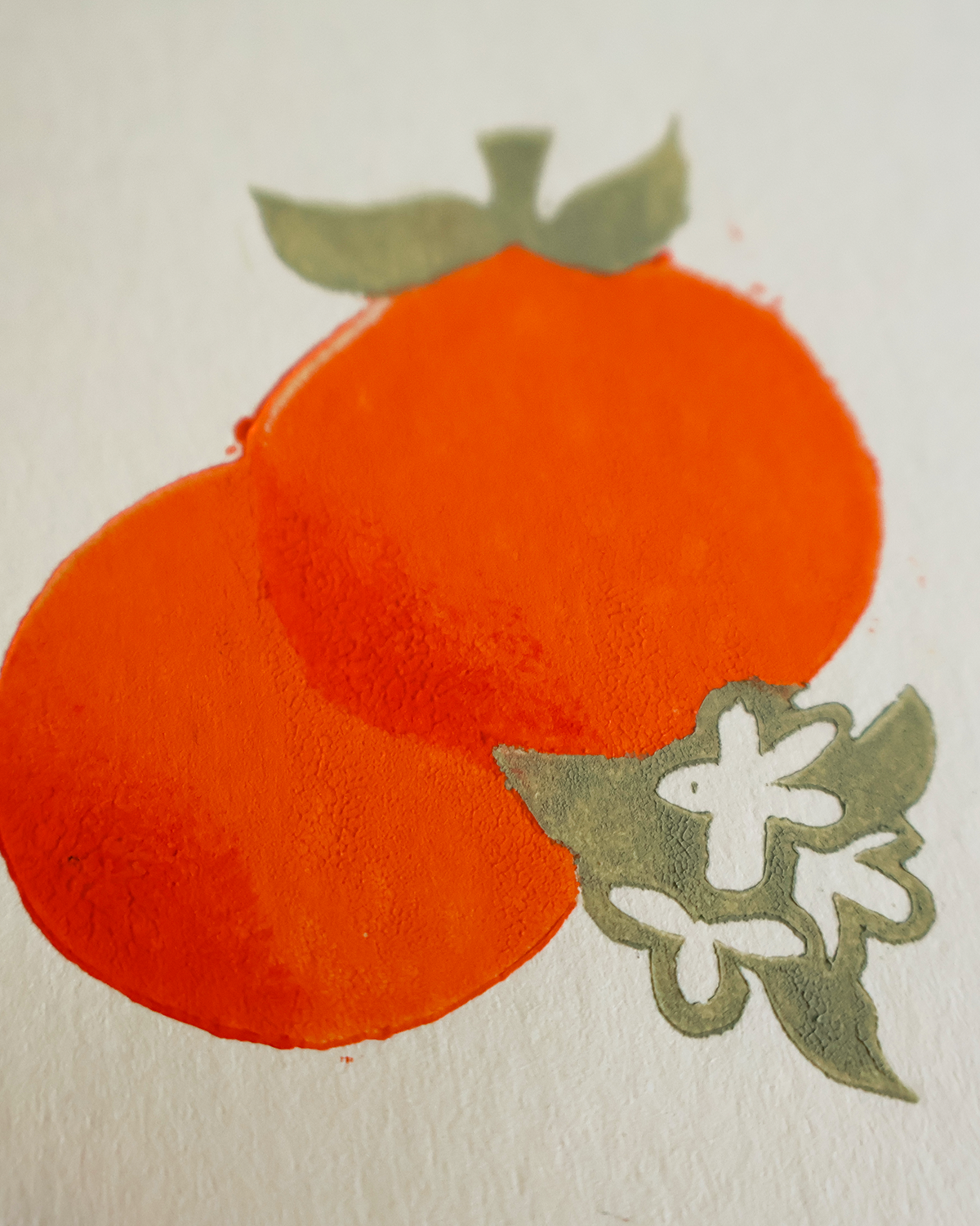 Orange Linocut Print