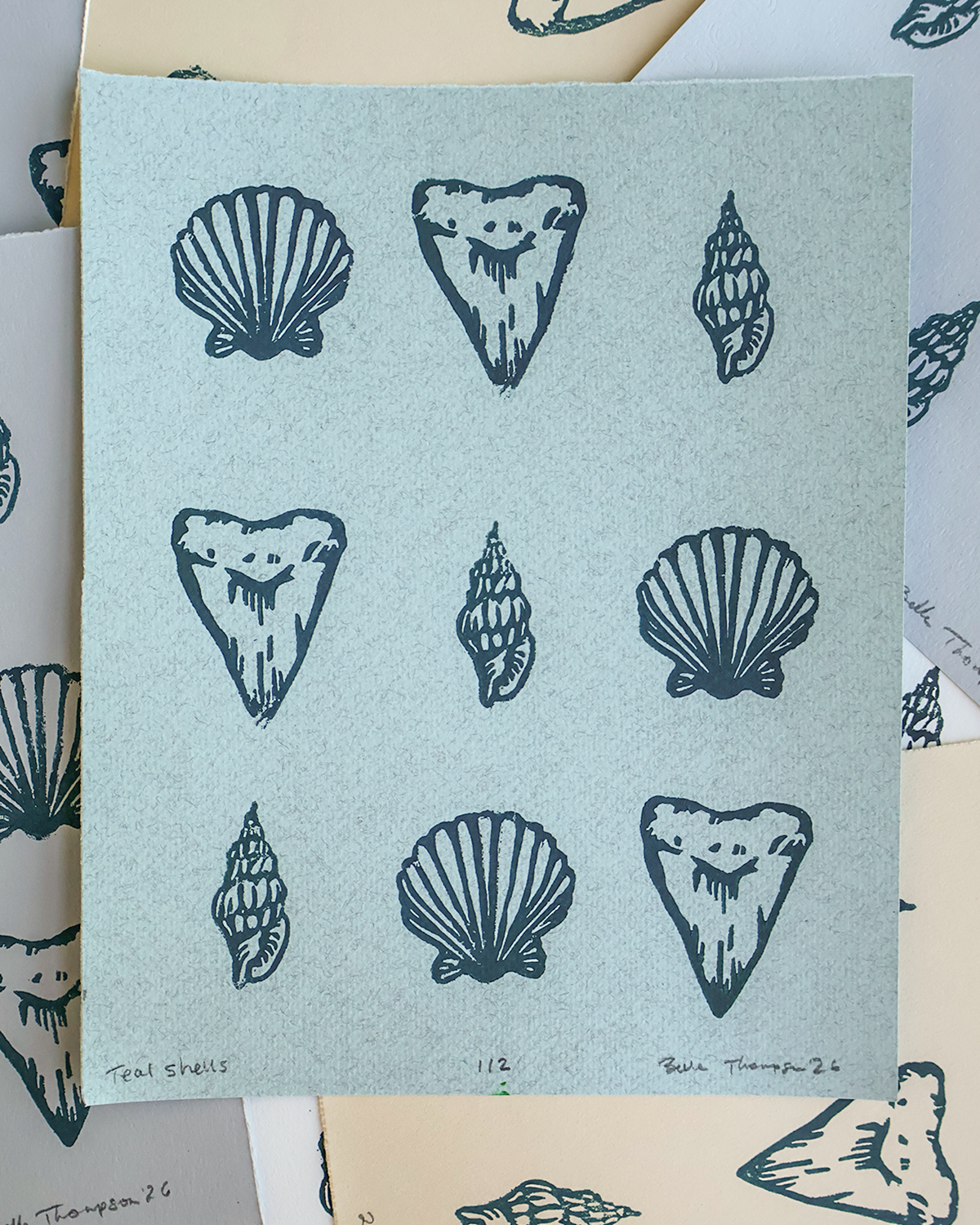 Shells Linocut Print