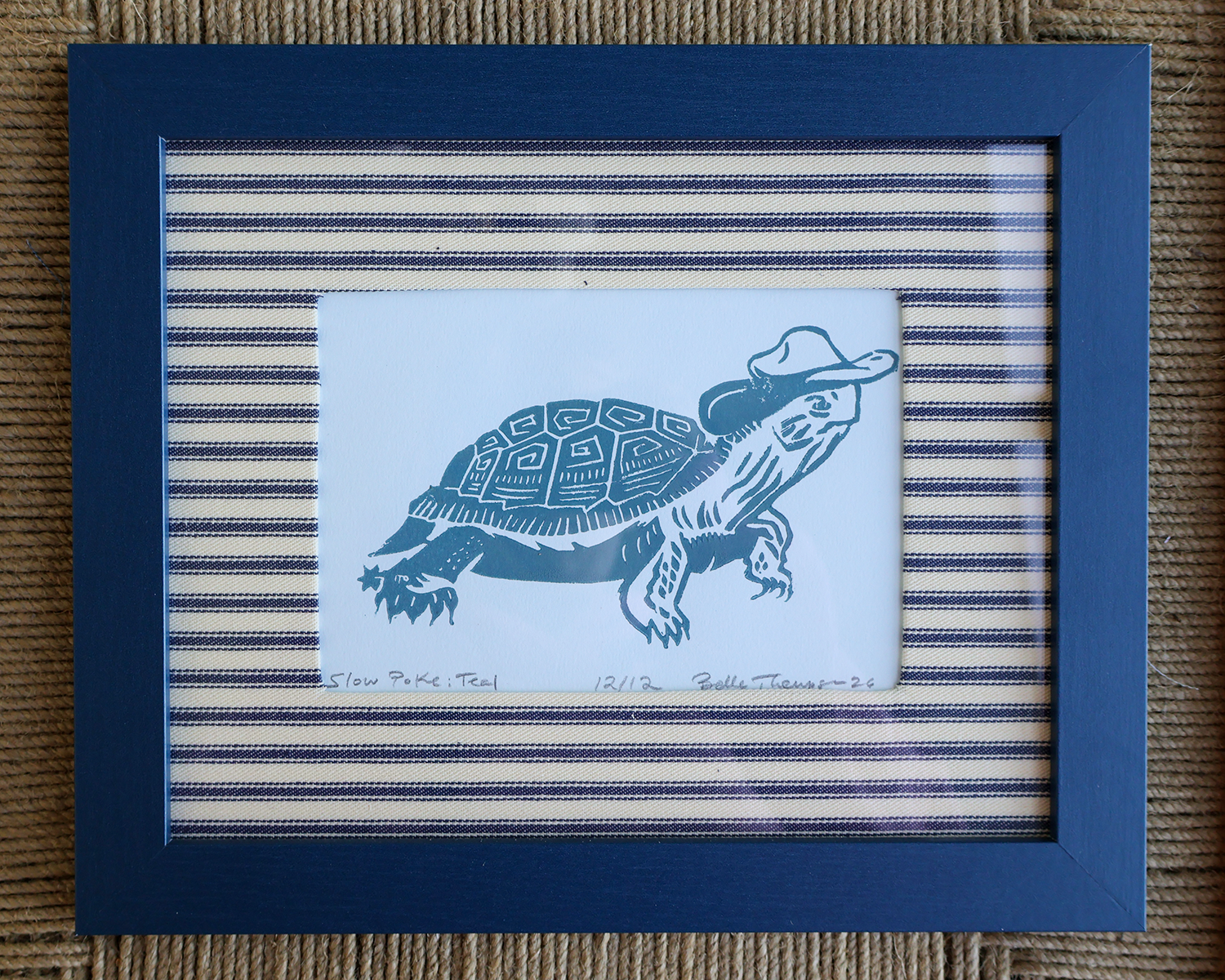 Framed Turtle Linocut Print