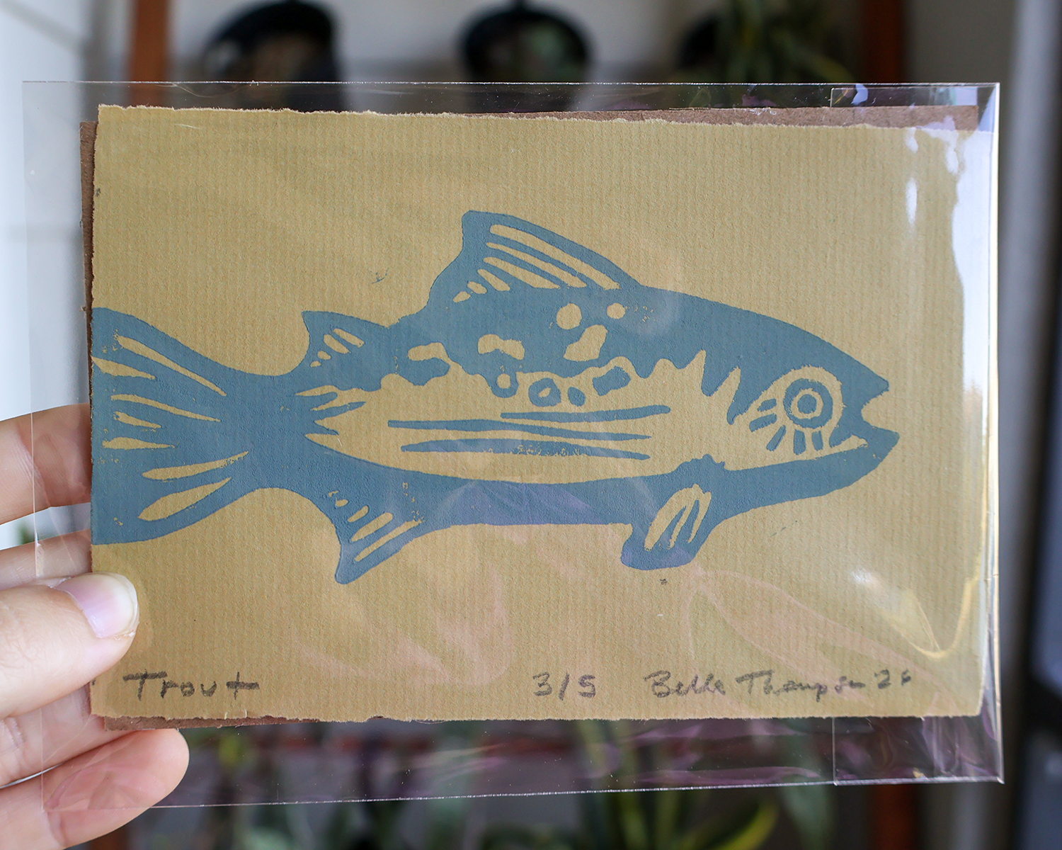 Trout Linocut Print
