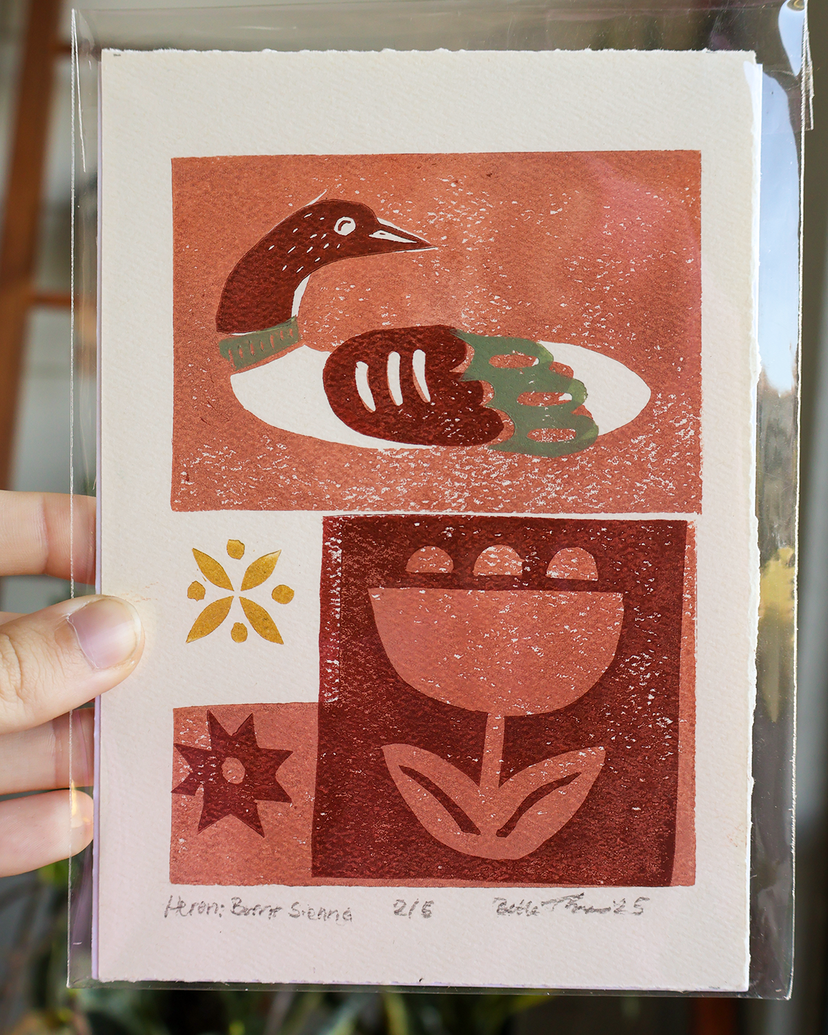 Heron Linocut Print