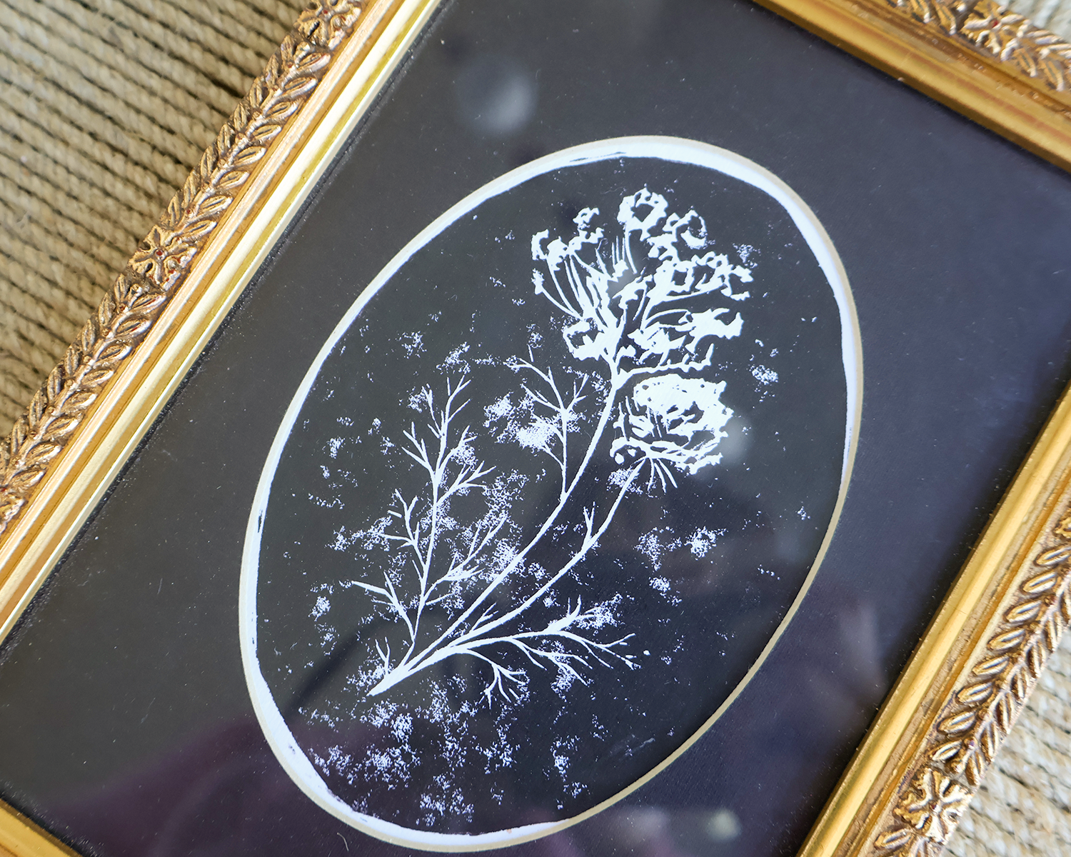 Framed Baby’s Breath Linocut Print