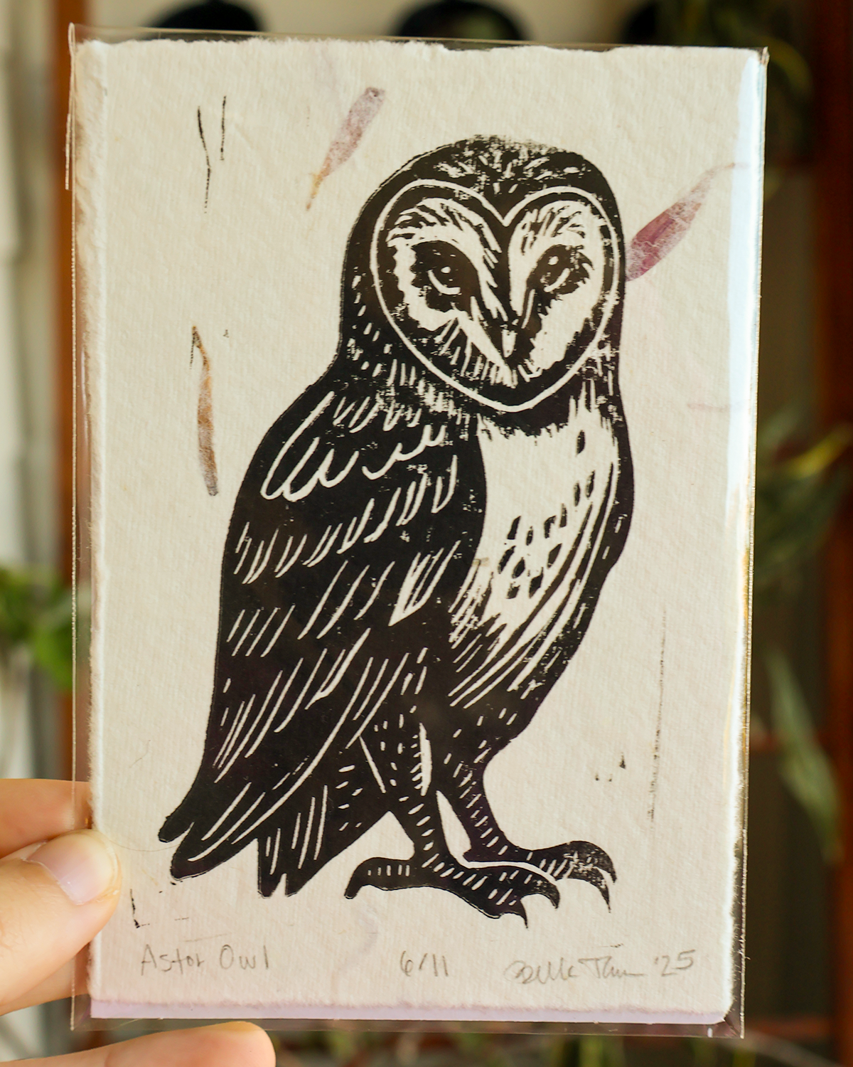 Owl Linocut Print