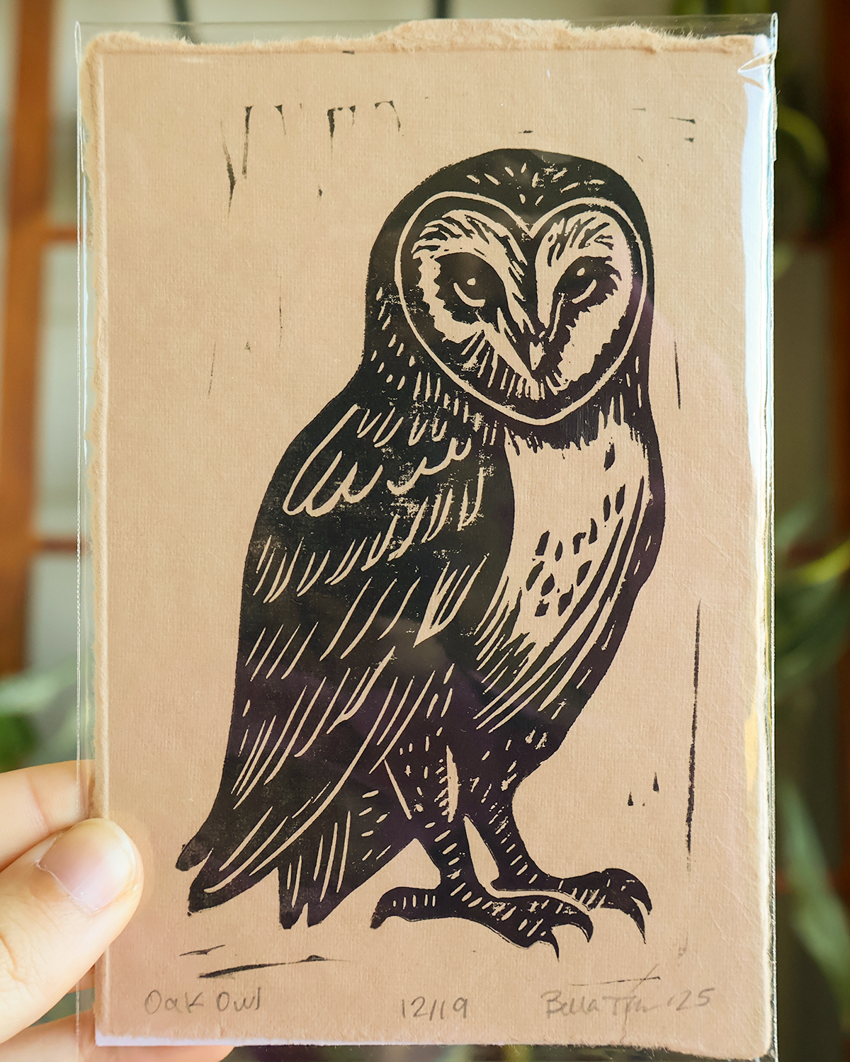 Owl Linocut Print