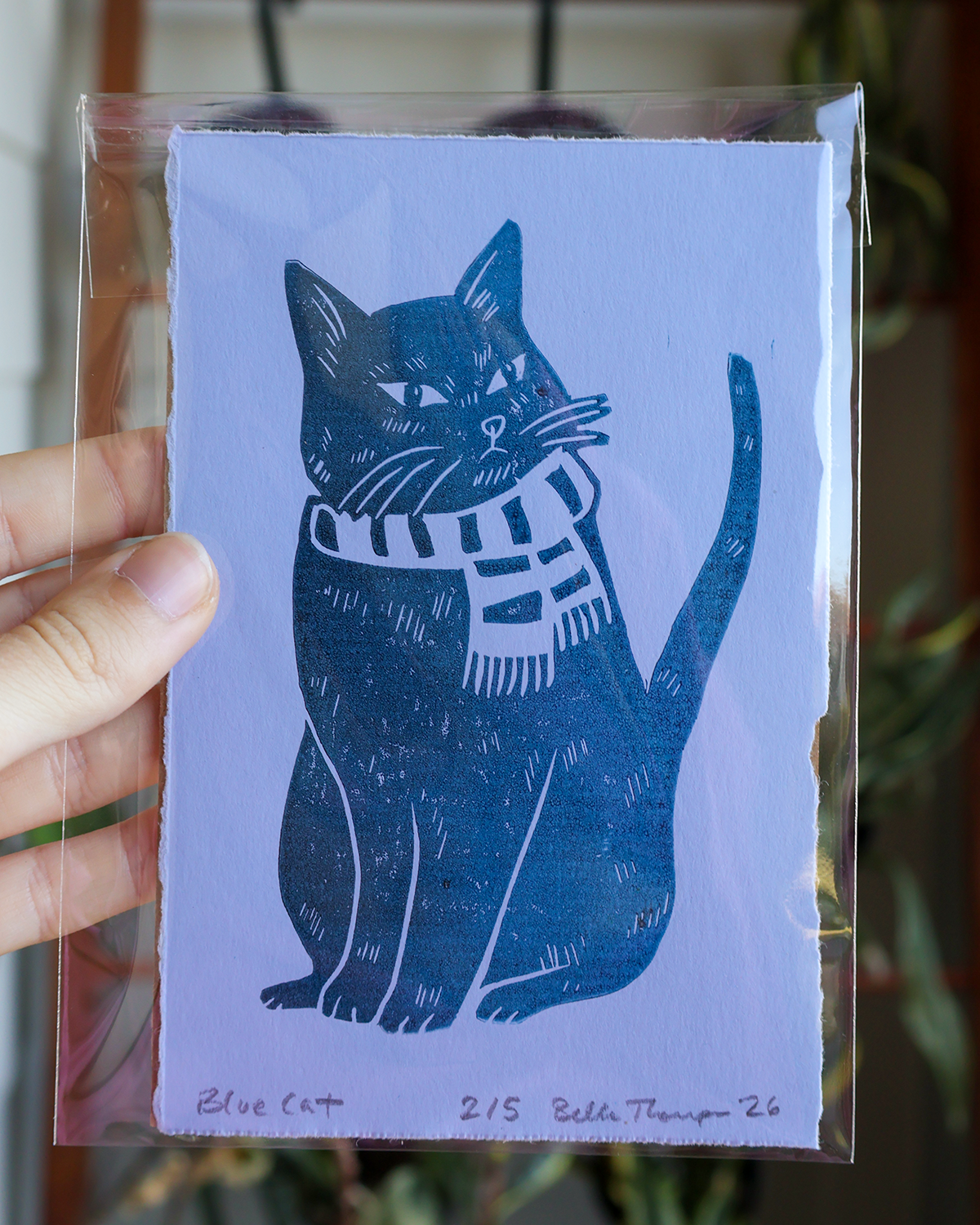 Dapper Cat Linocut Print
