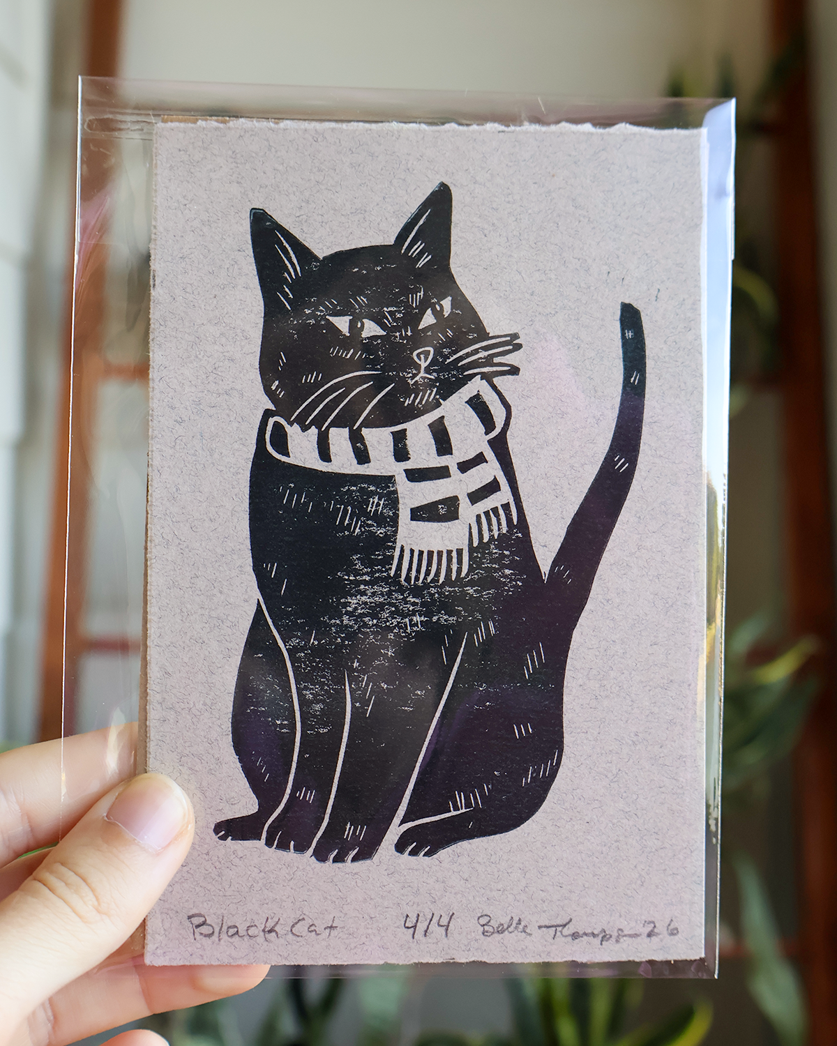 Dapper Cat Linocut Print