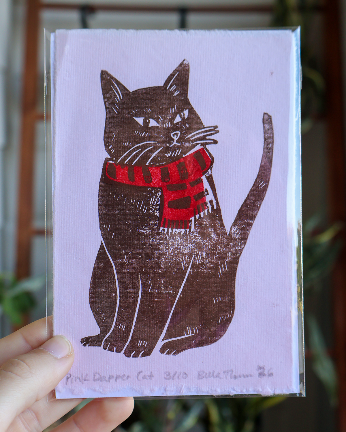 Dapper Cat Linocut Print