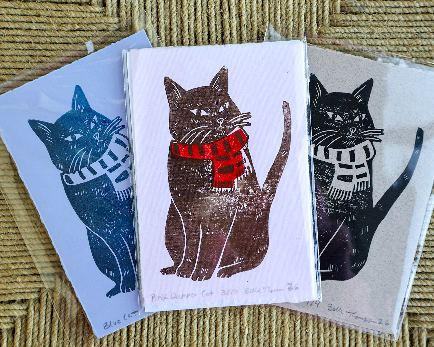 Dapper Cat Linocut Print