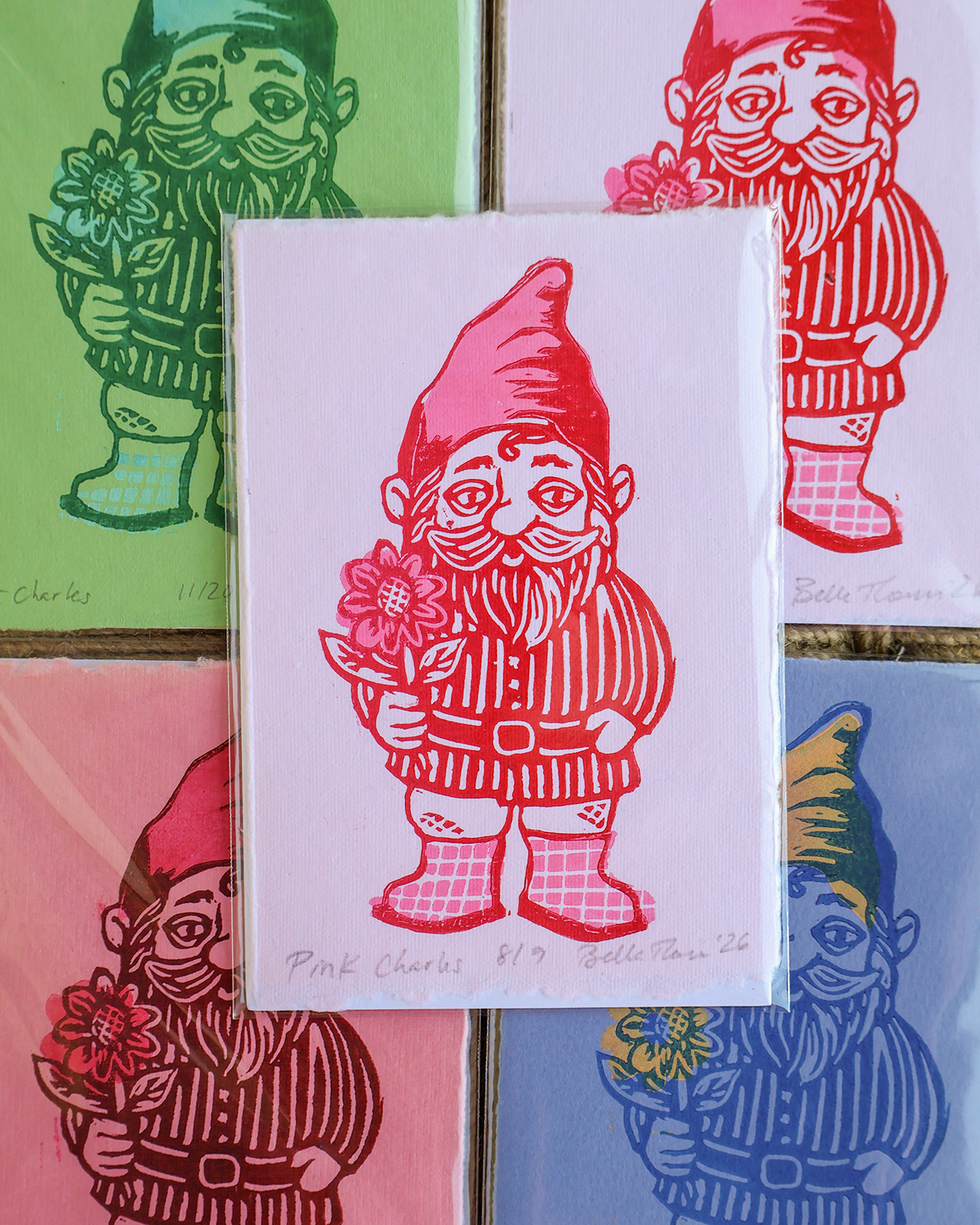 Garden Gnome Linocut Print