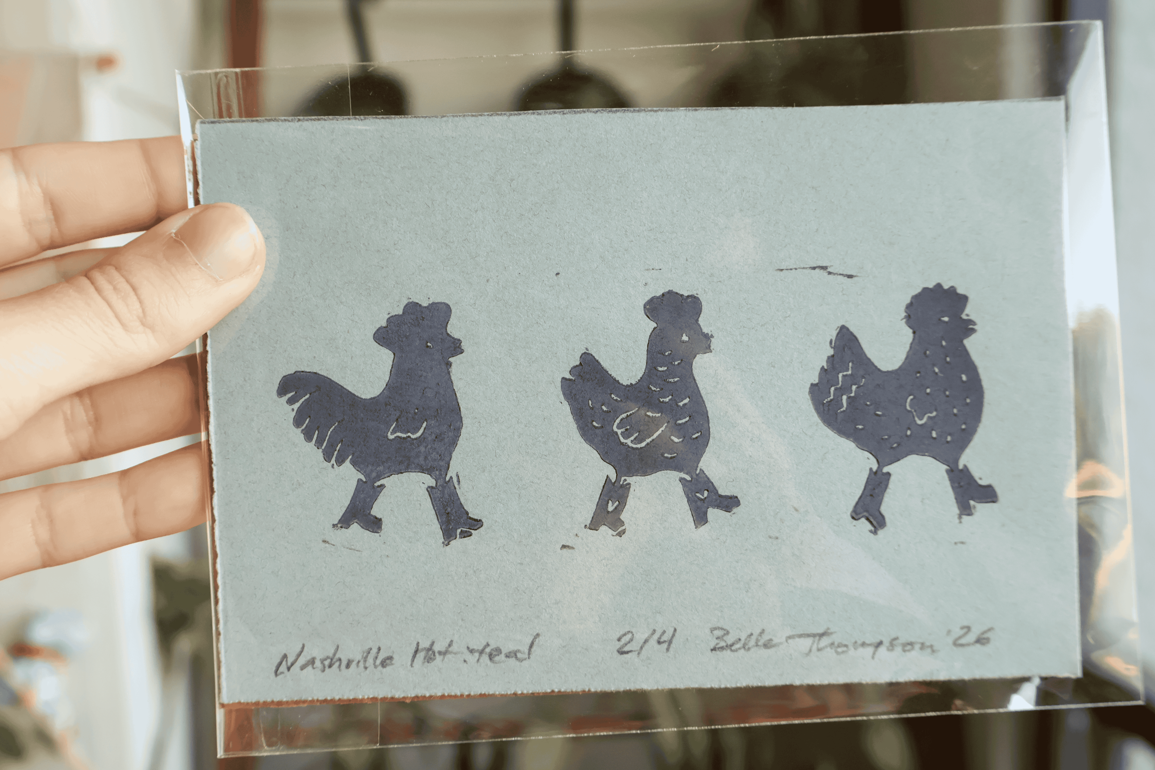 Nashville Hot Linocut Print