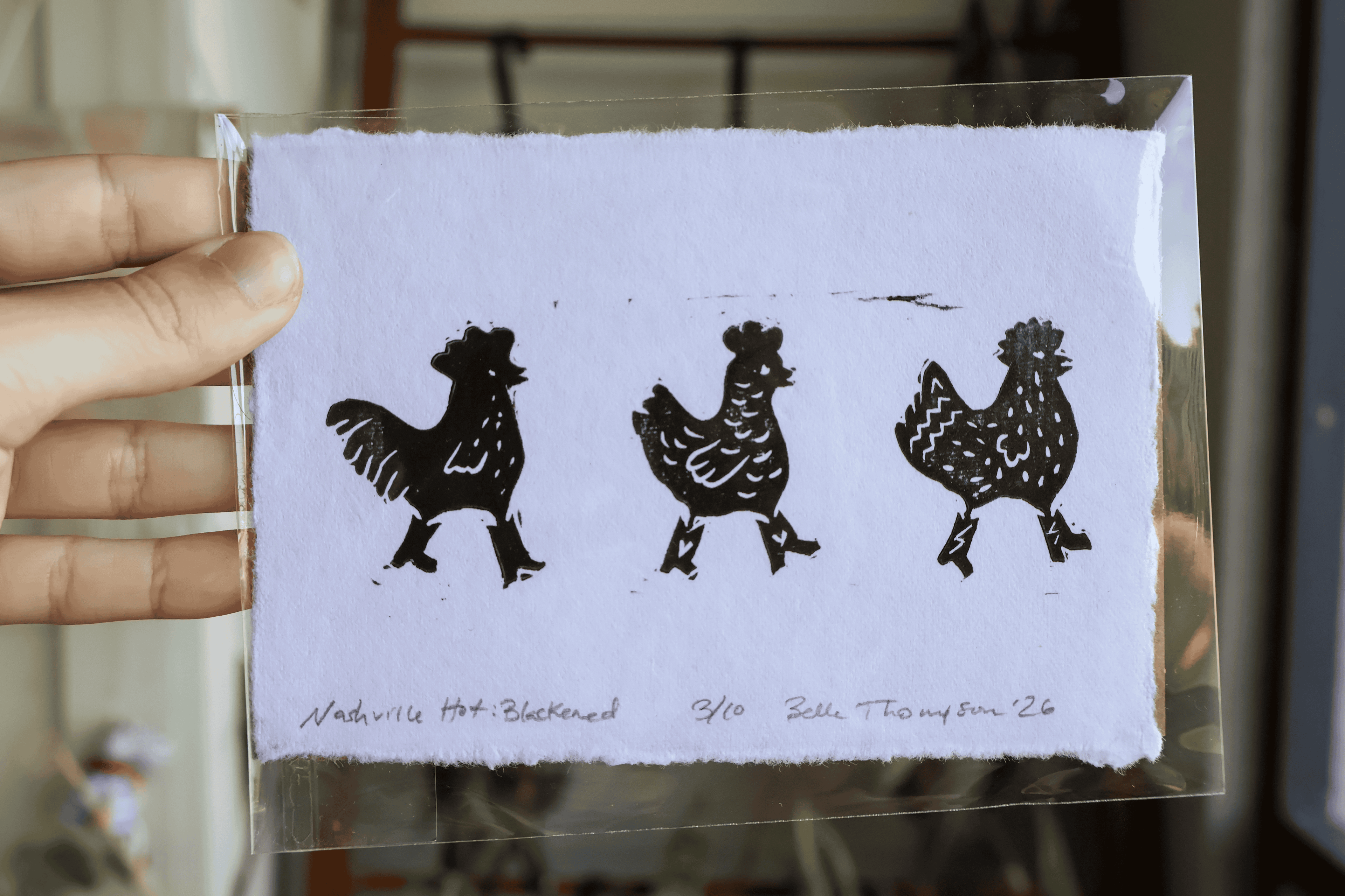 Nashville Hot Linocut Print