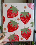 Strawberry Linocut Print