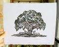 Mossy Oak Tree Linocut Print
