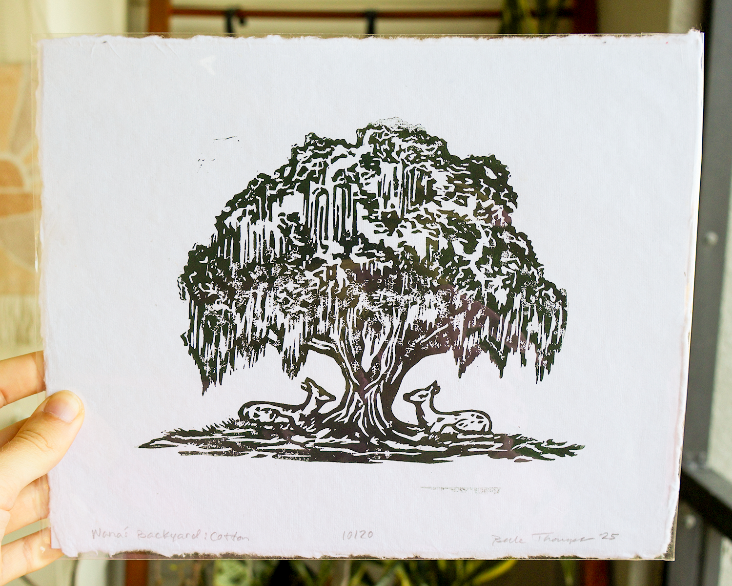 Mossy Oak Tree Linocut Print