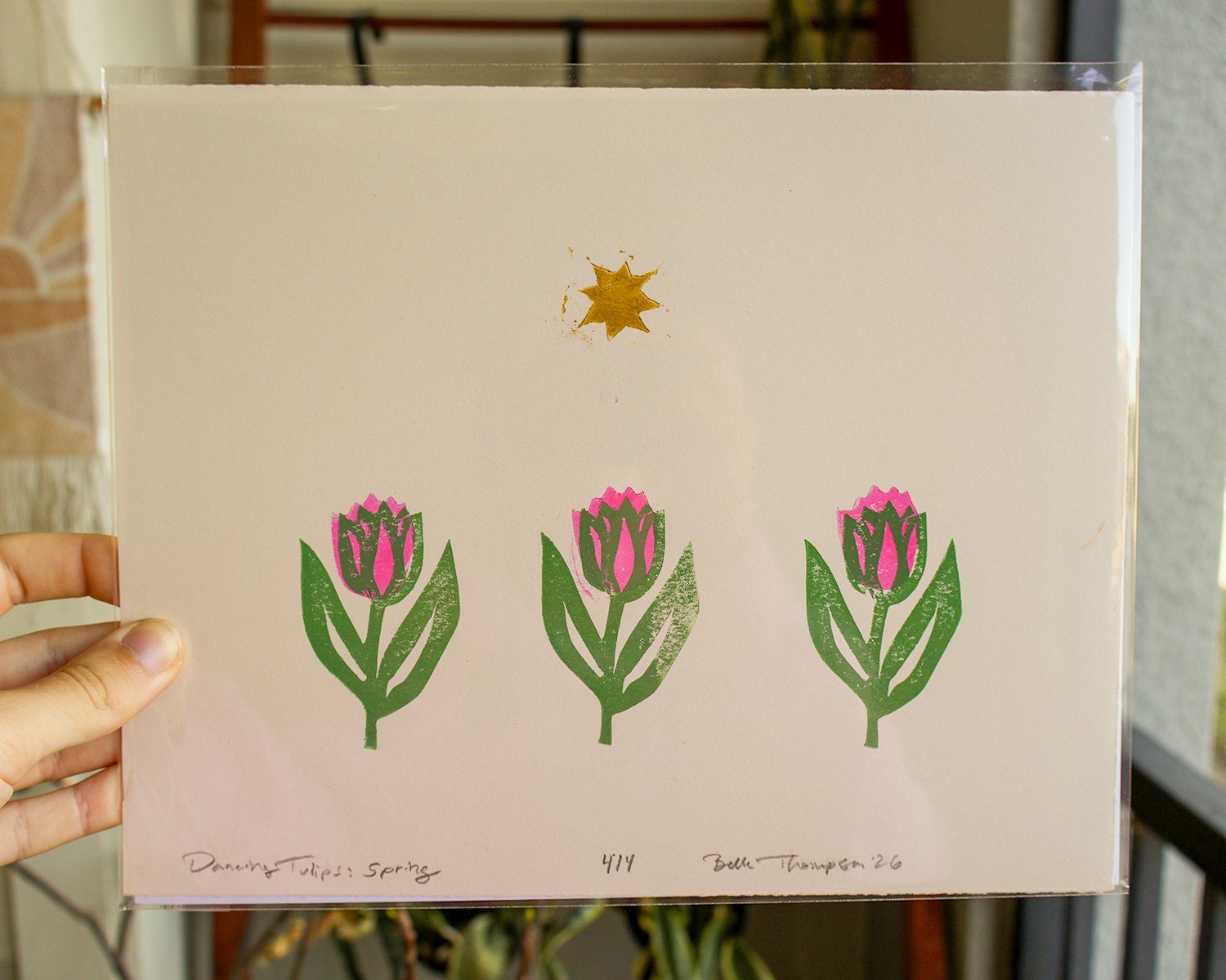 Tulip Linocut Print