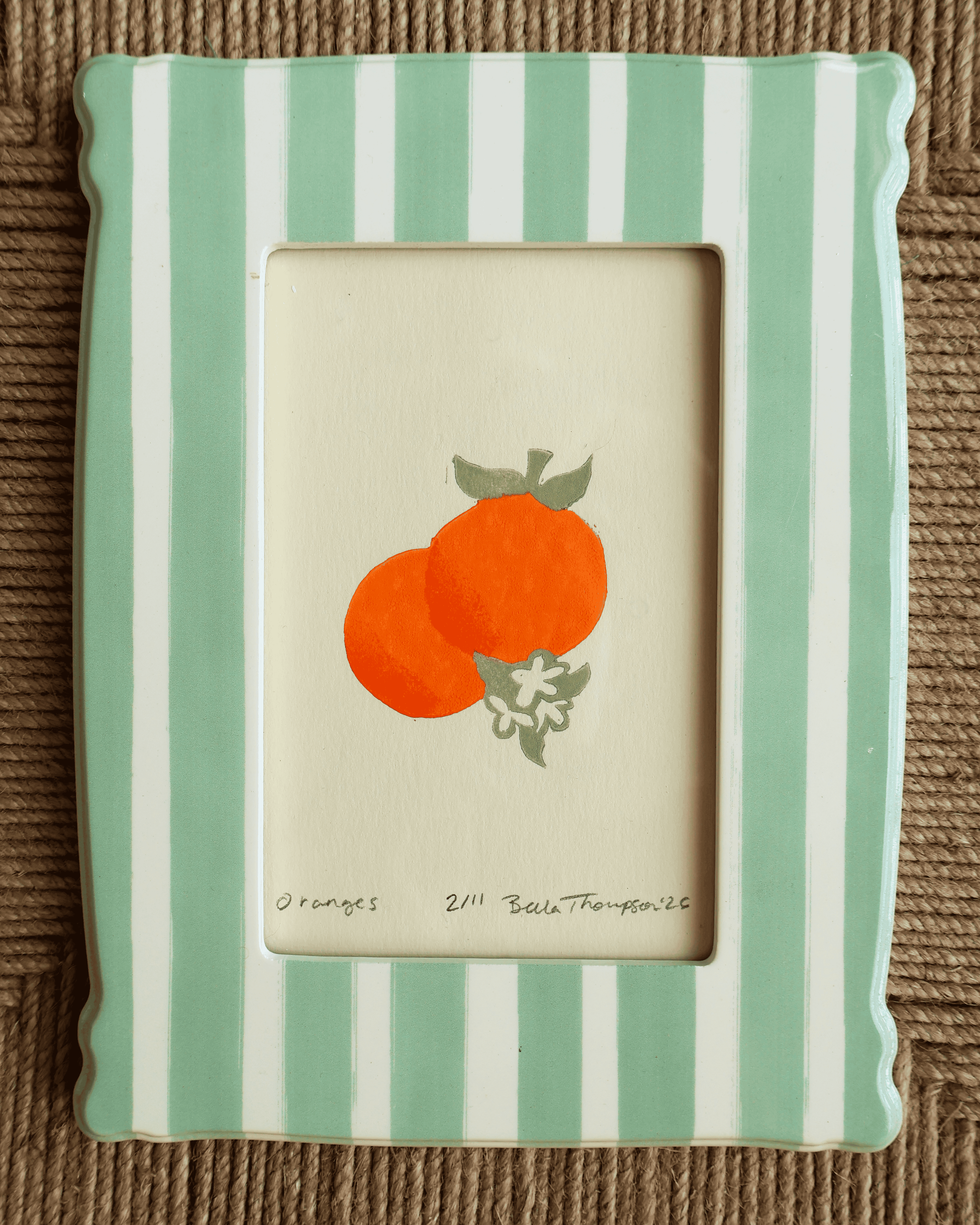 Framed Citrus linocut Print