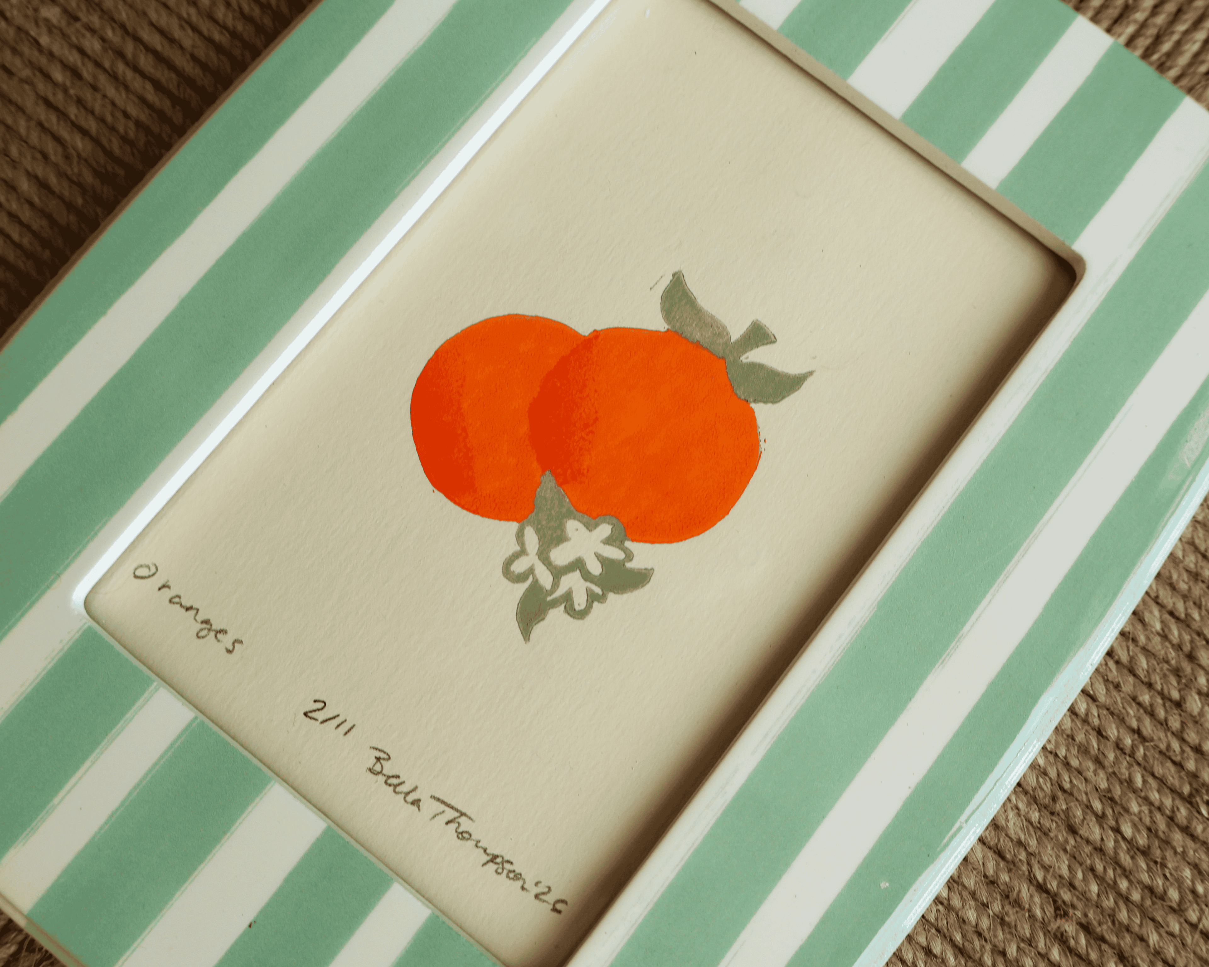 Framed Citrus linocut Print