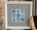 Framed Shells Linocut Print