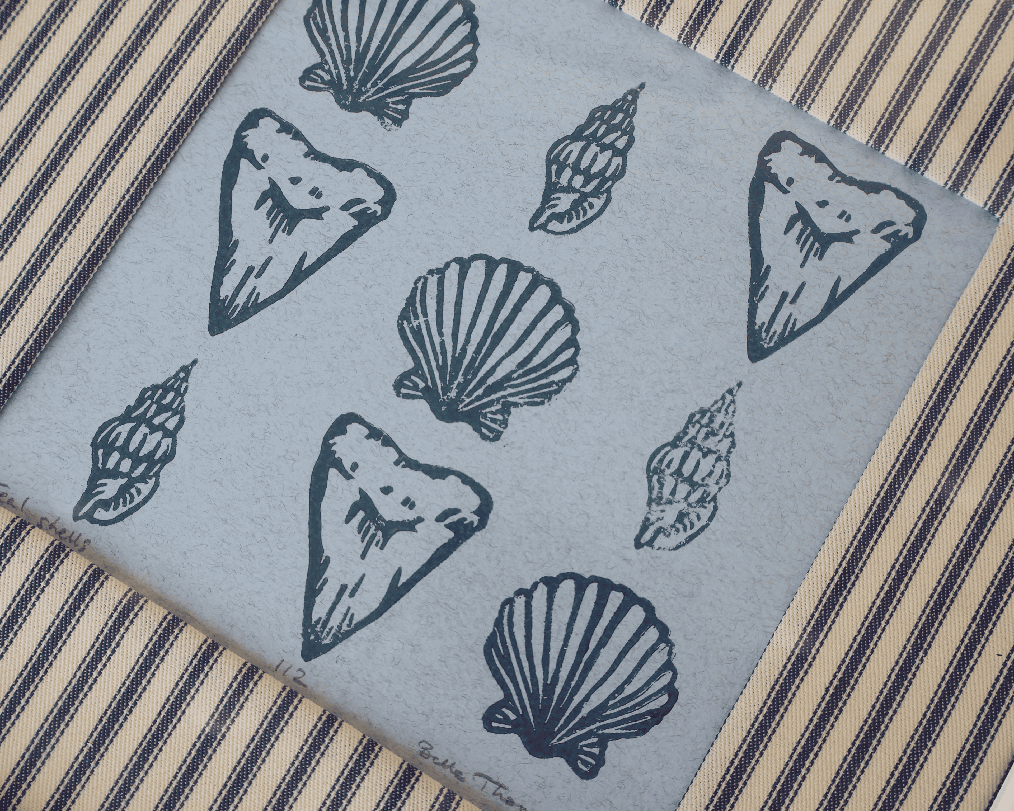 Framed Shells Linocut Print