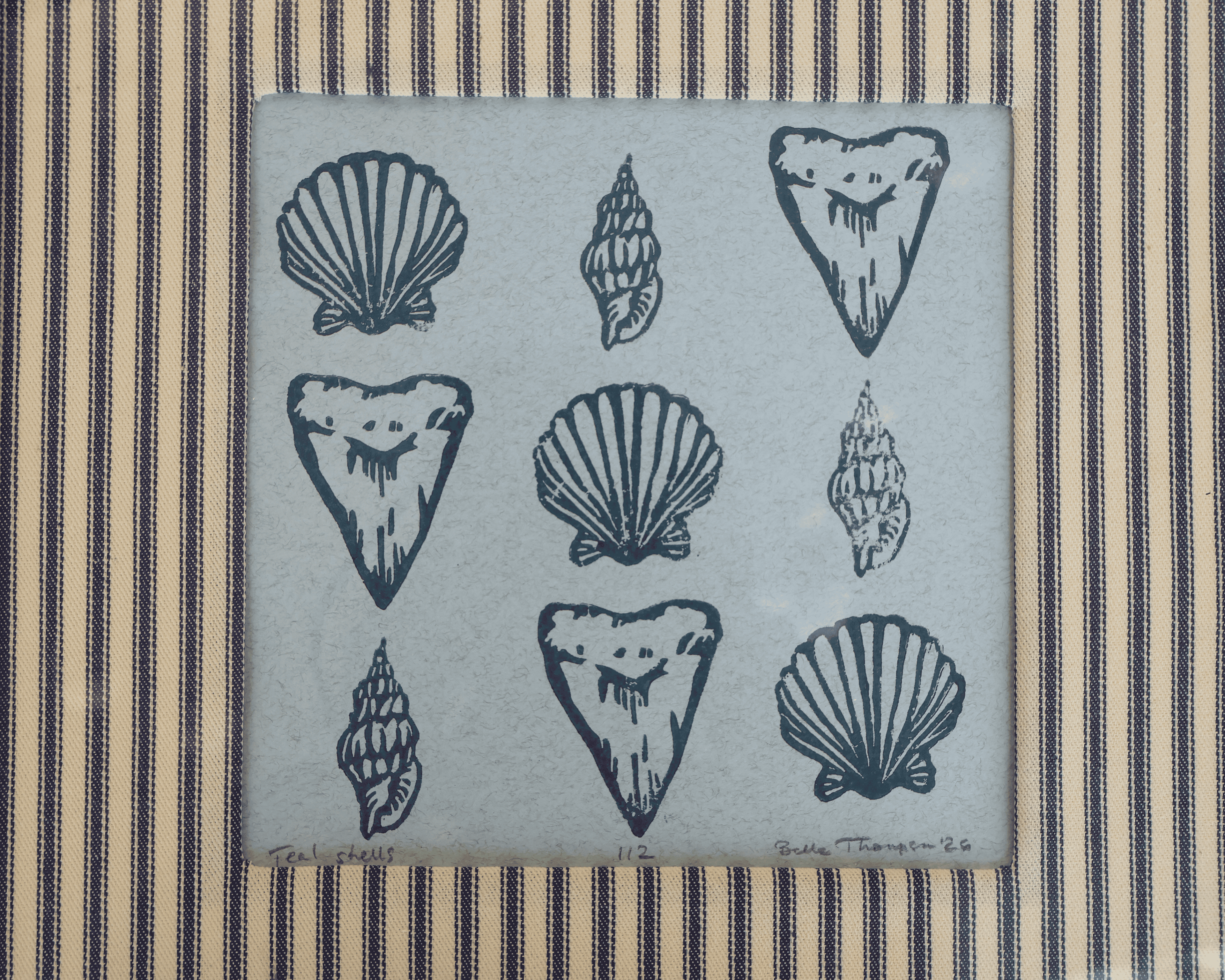 Framed Shells Linocut Print