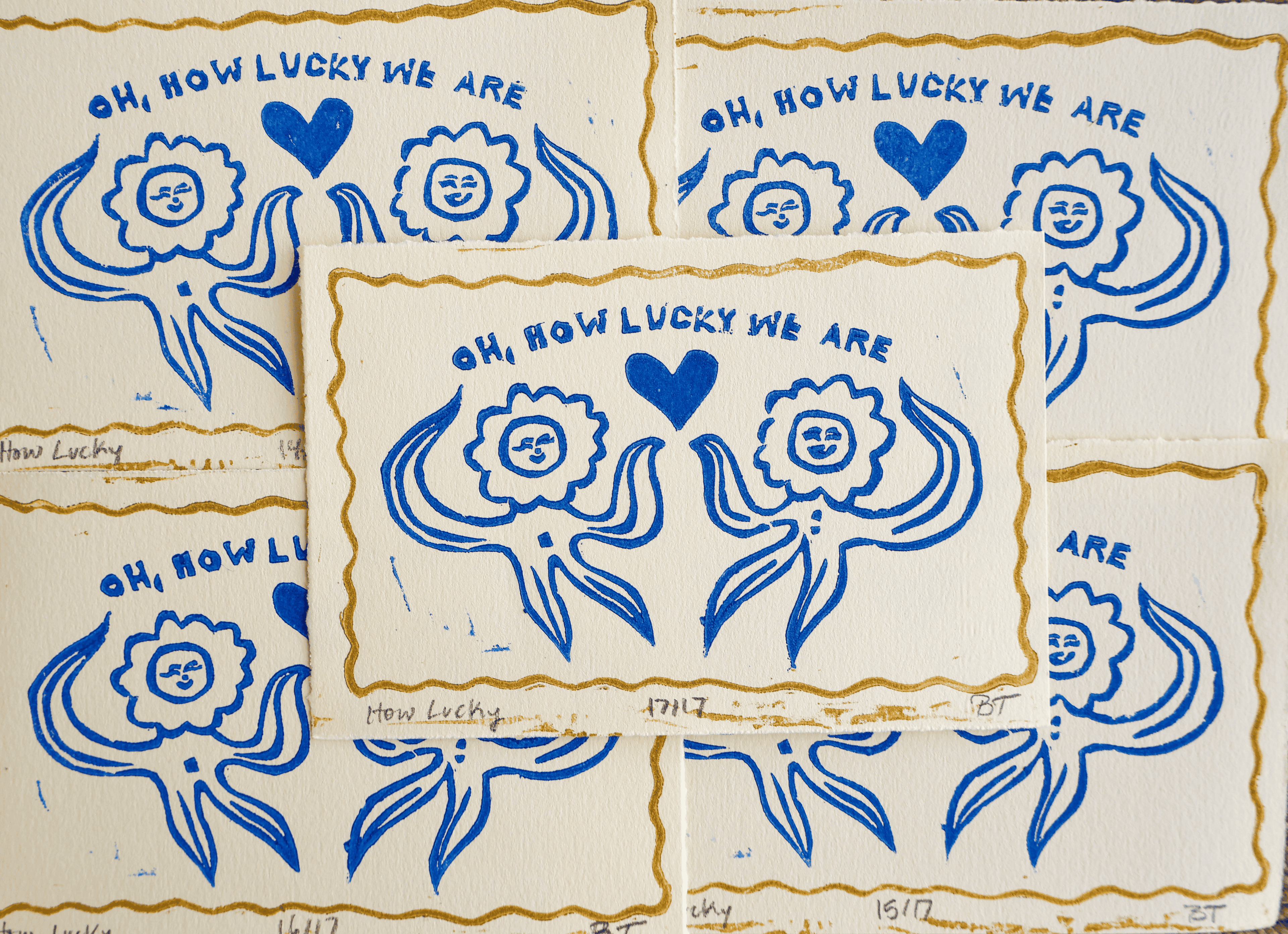 How Lucky Linocut Print