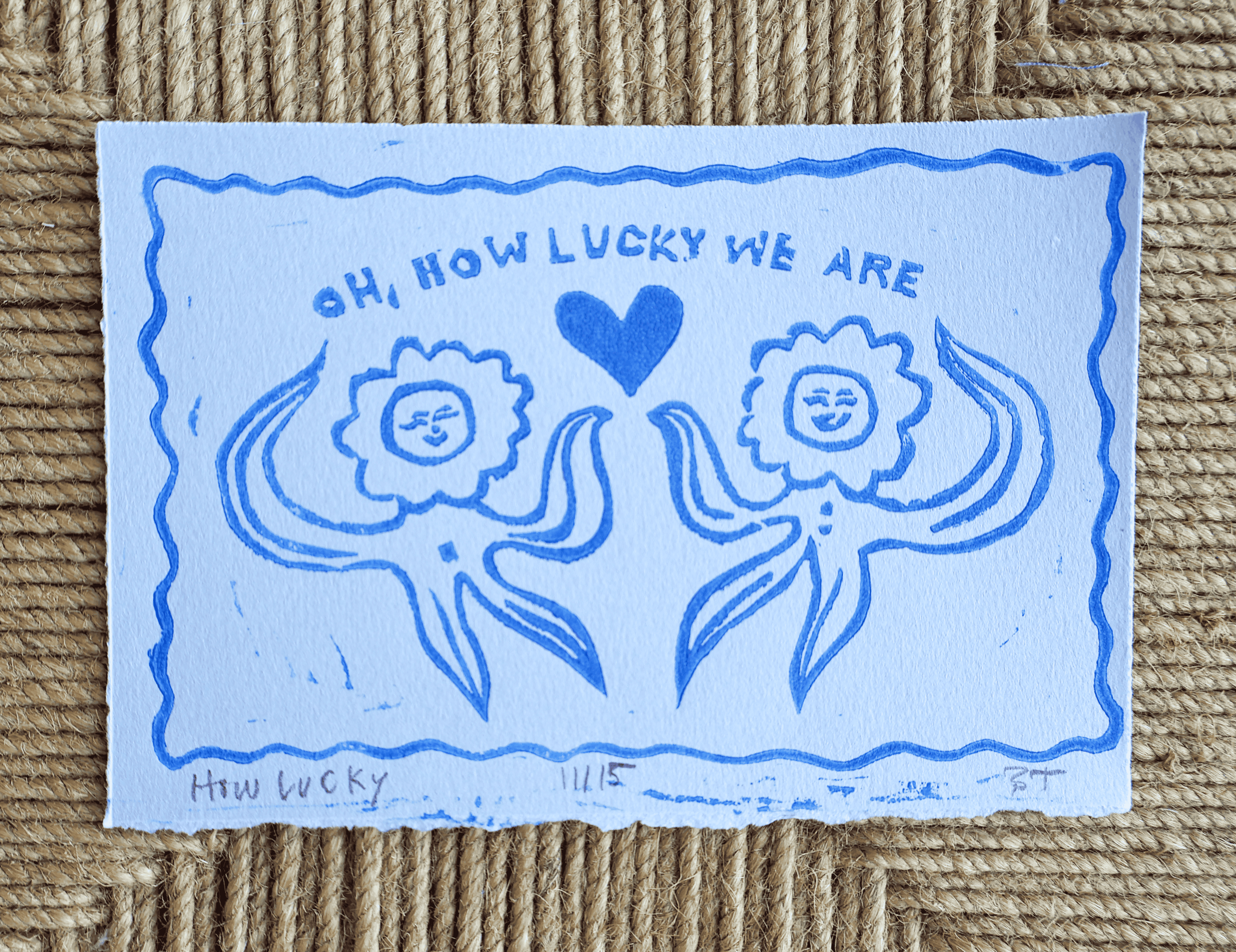 How Lucky Linocut Print