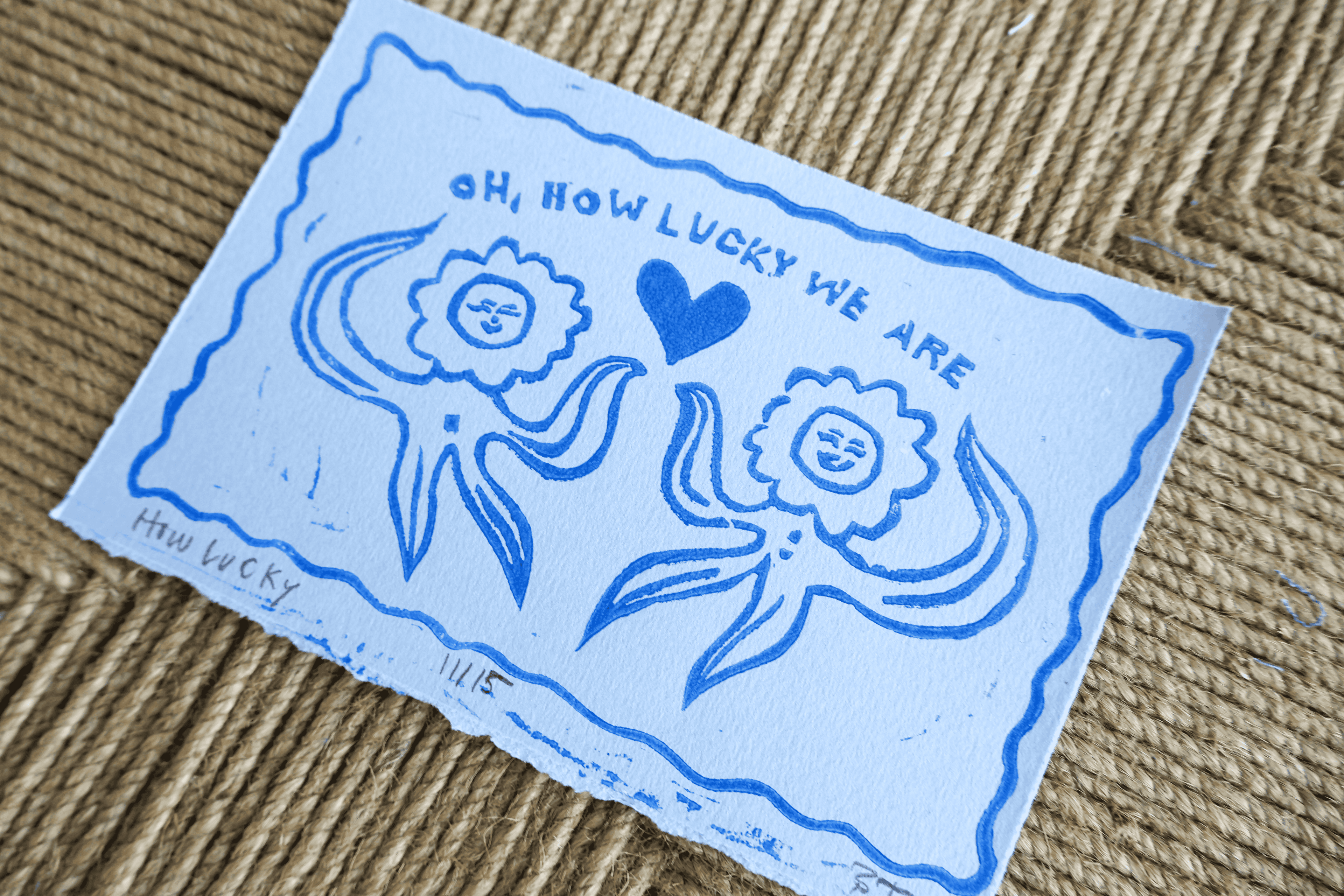 How Lucky Linocut Print