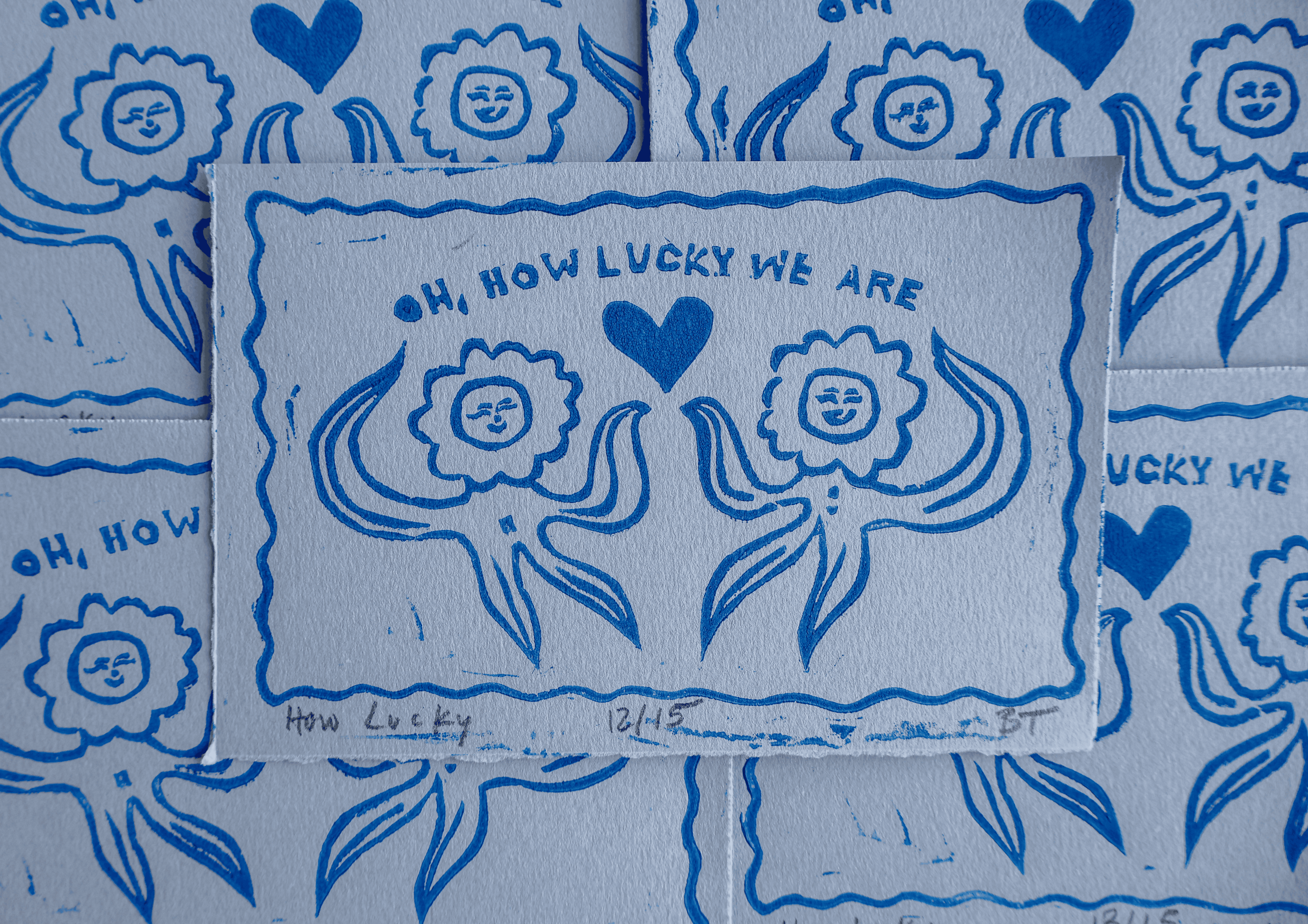 How Lucky Linocut Print