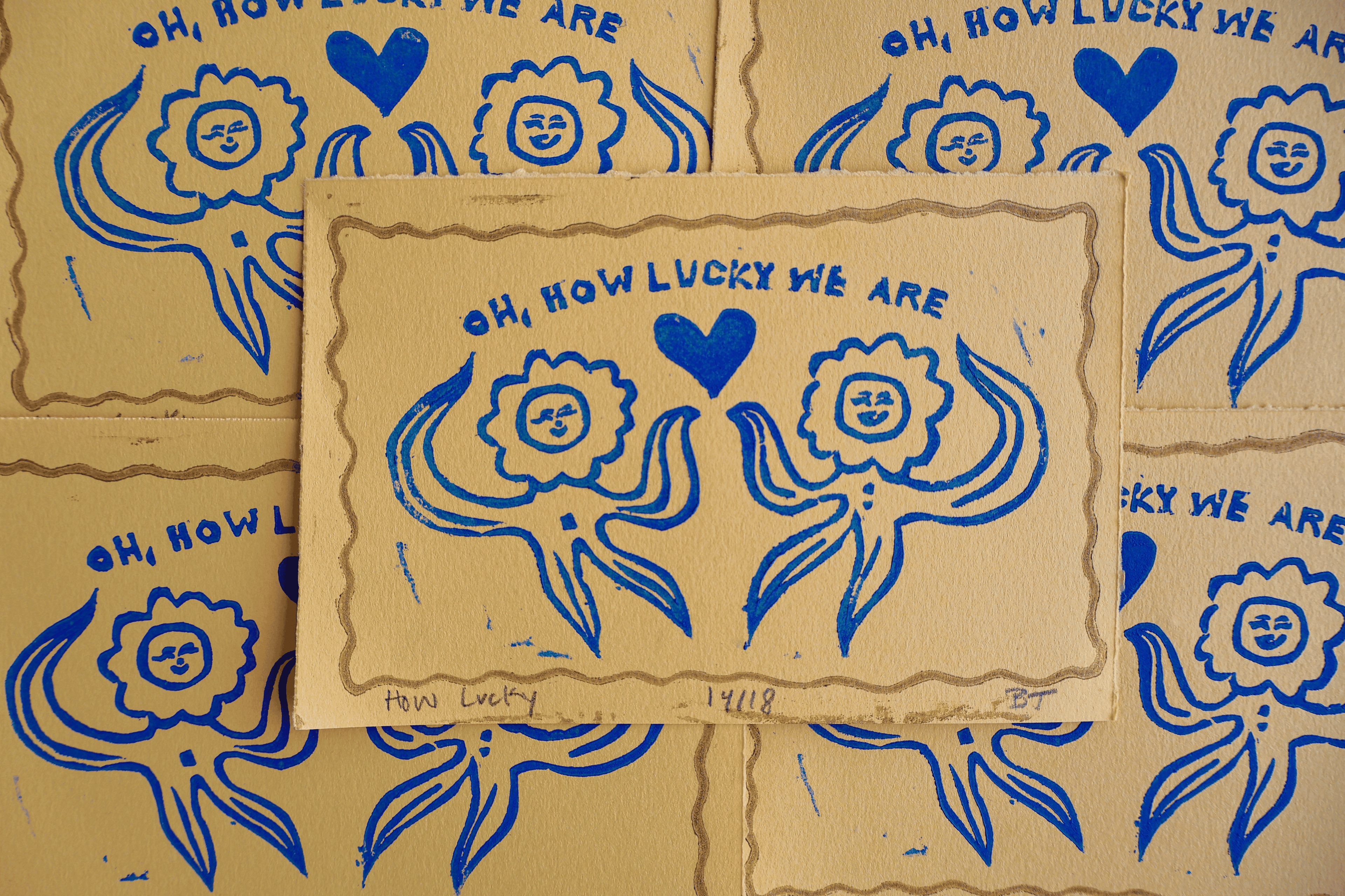 How Lucky Linocut Print