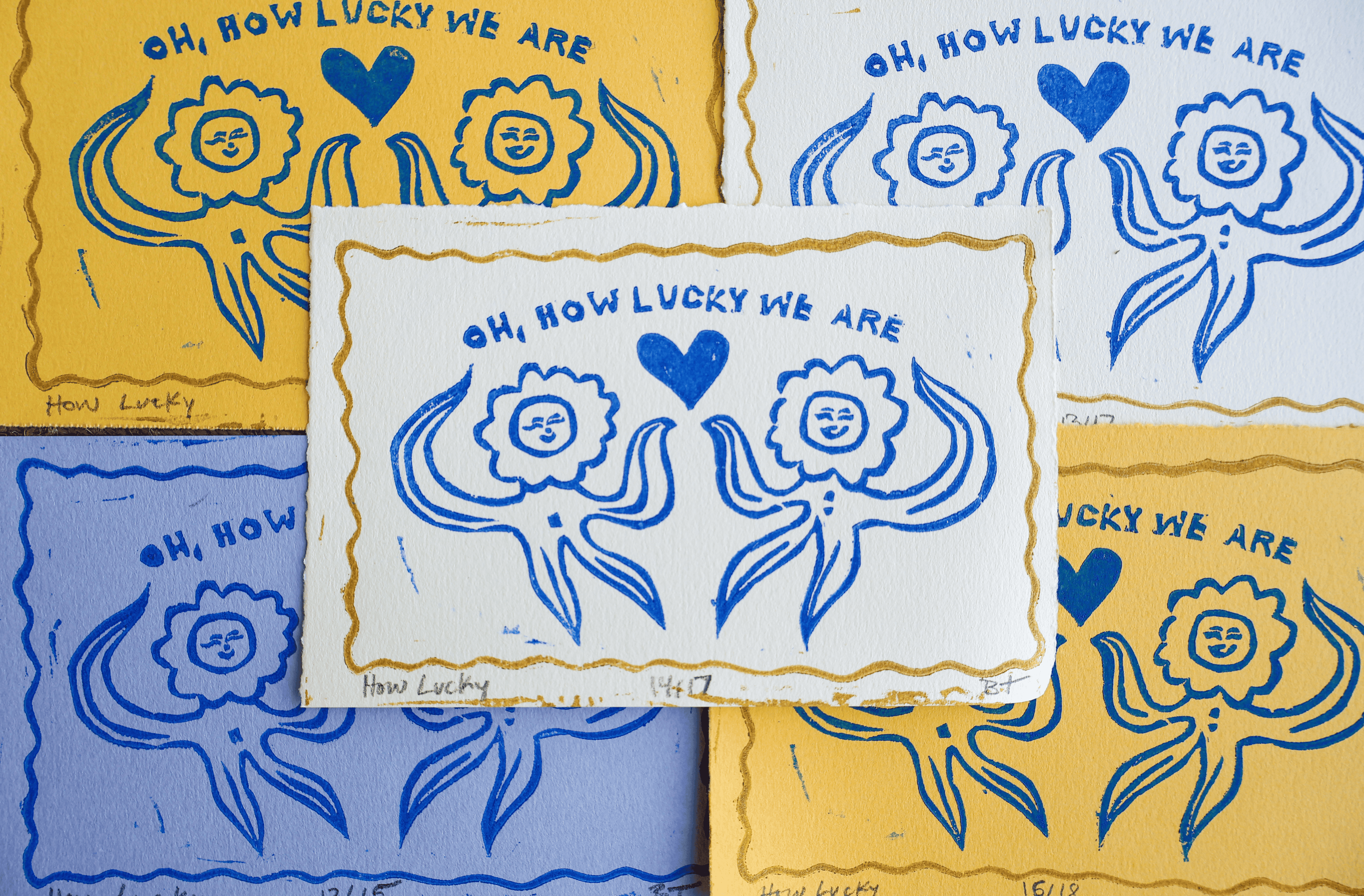 How Lucky Linocut Print
