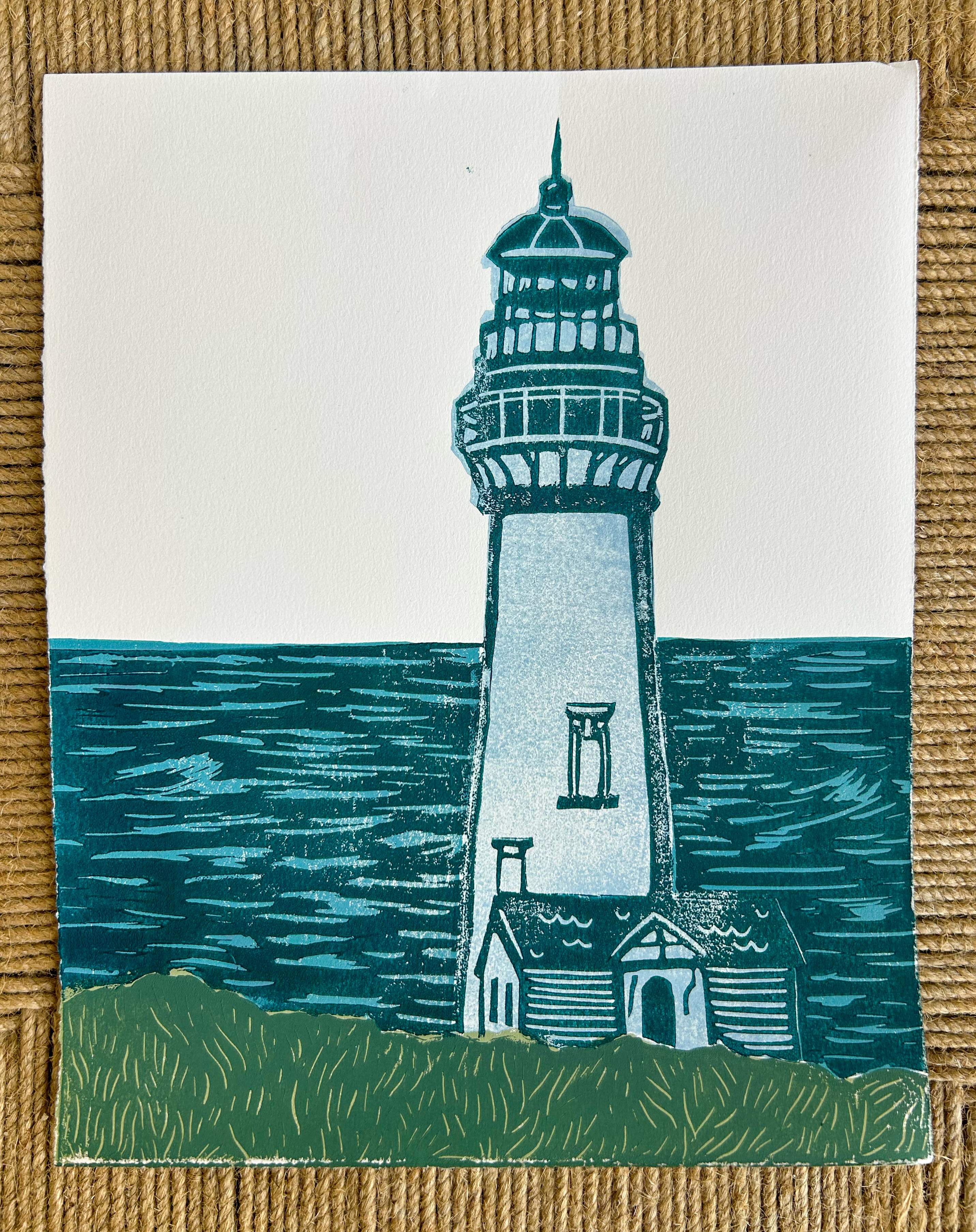 Lighthouse Linocut Print