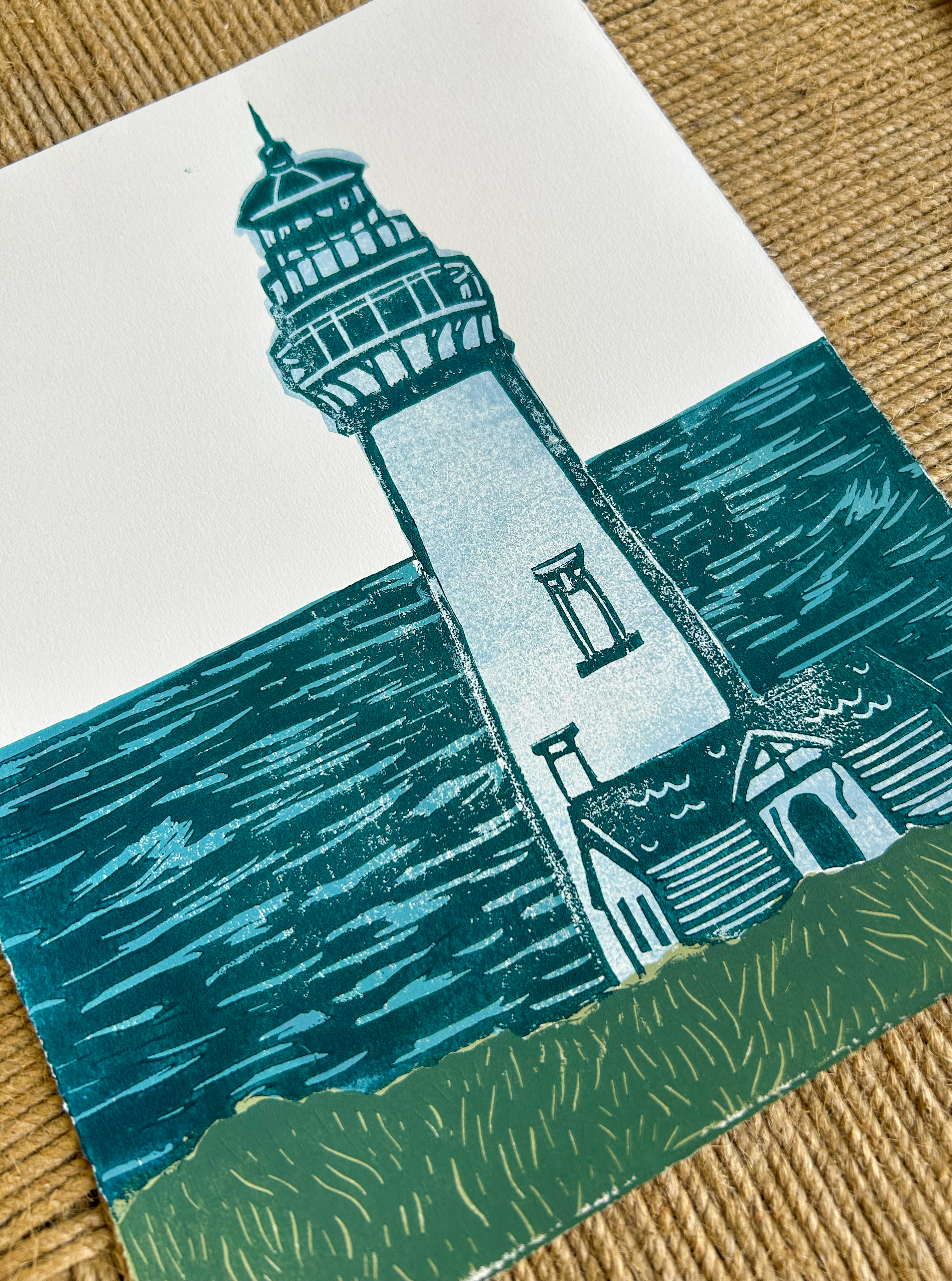 Lighthouse Linocut Print