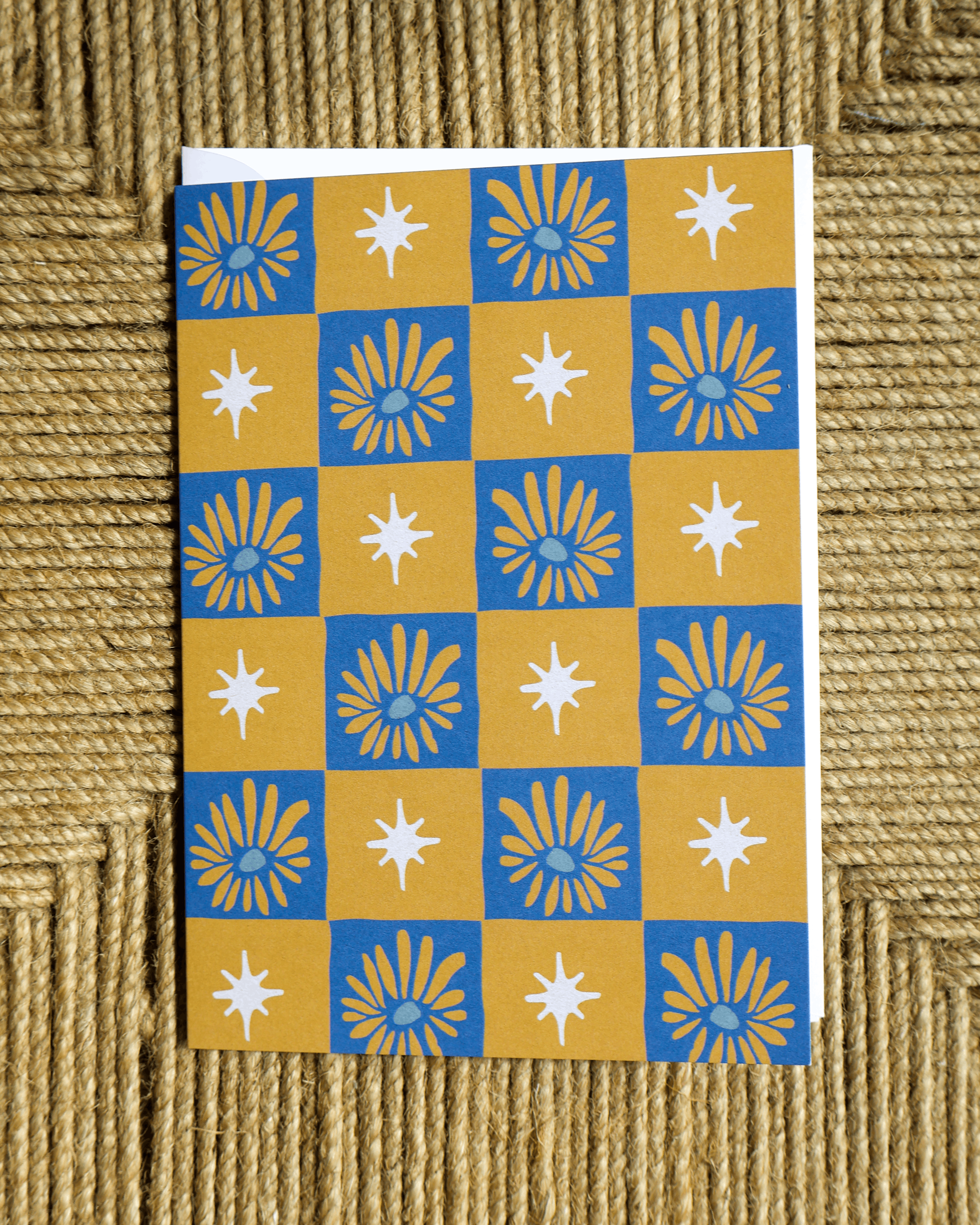 Floral Checkerboard Greeting Card