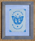 Framed Butterfly Linocut Print