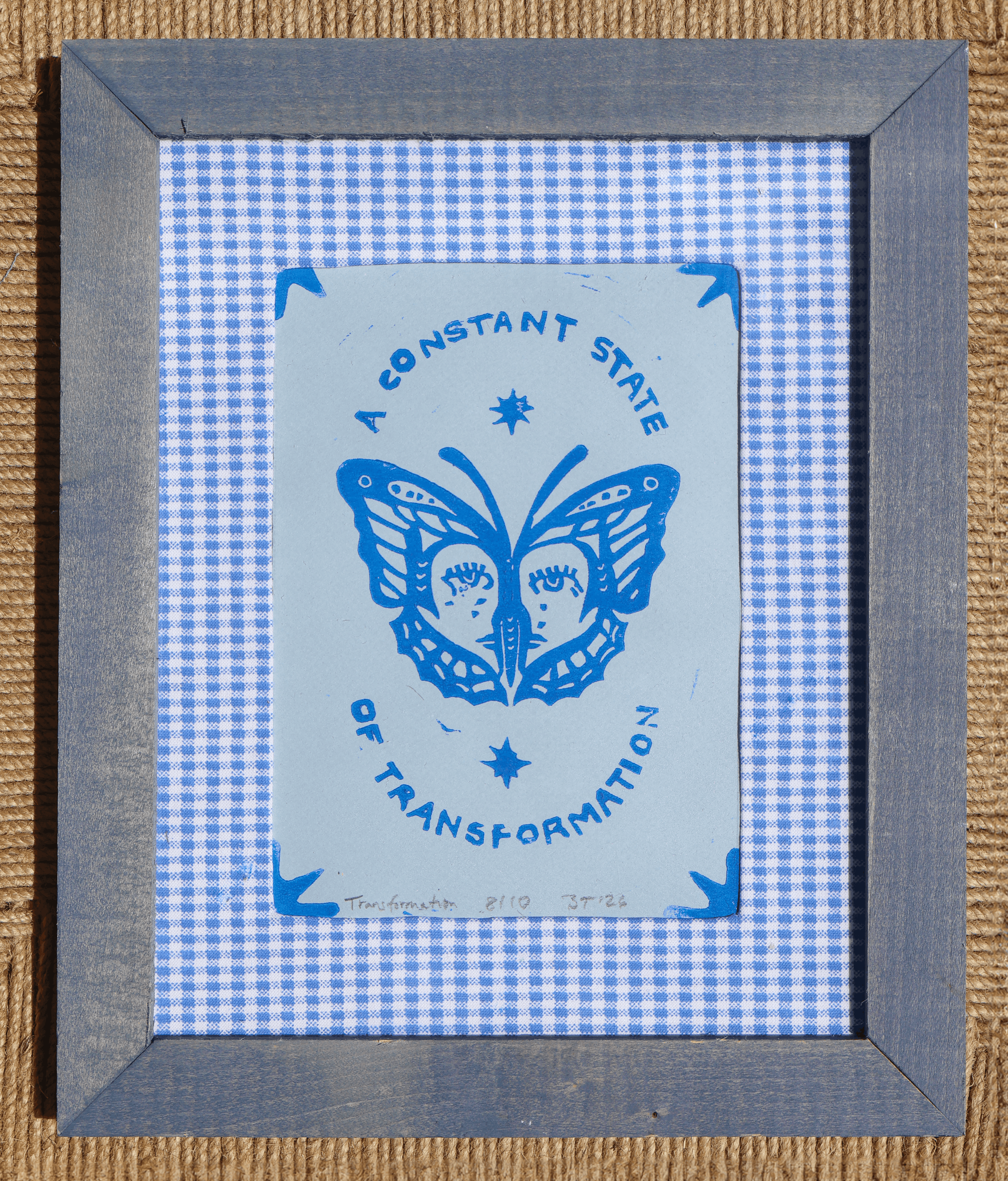 Framed Butterfly Linocut Print