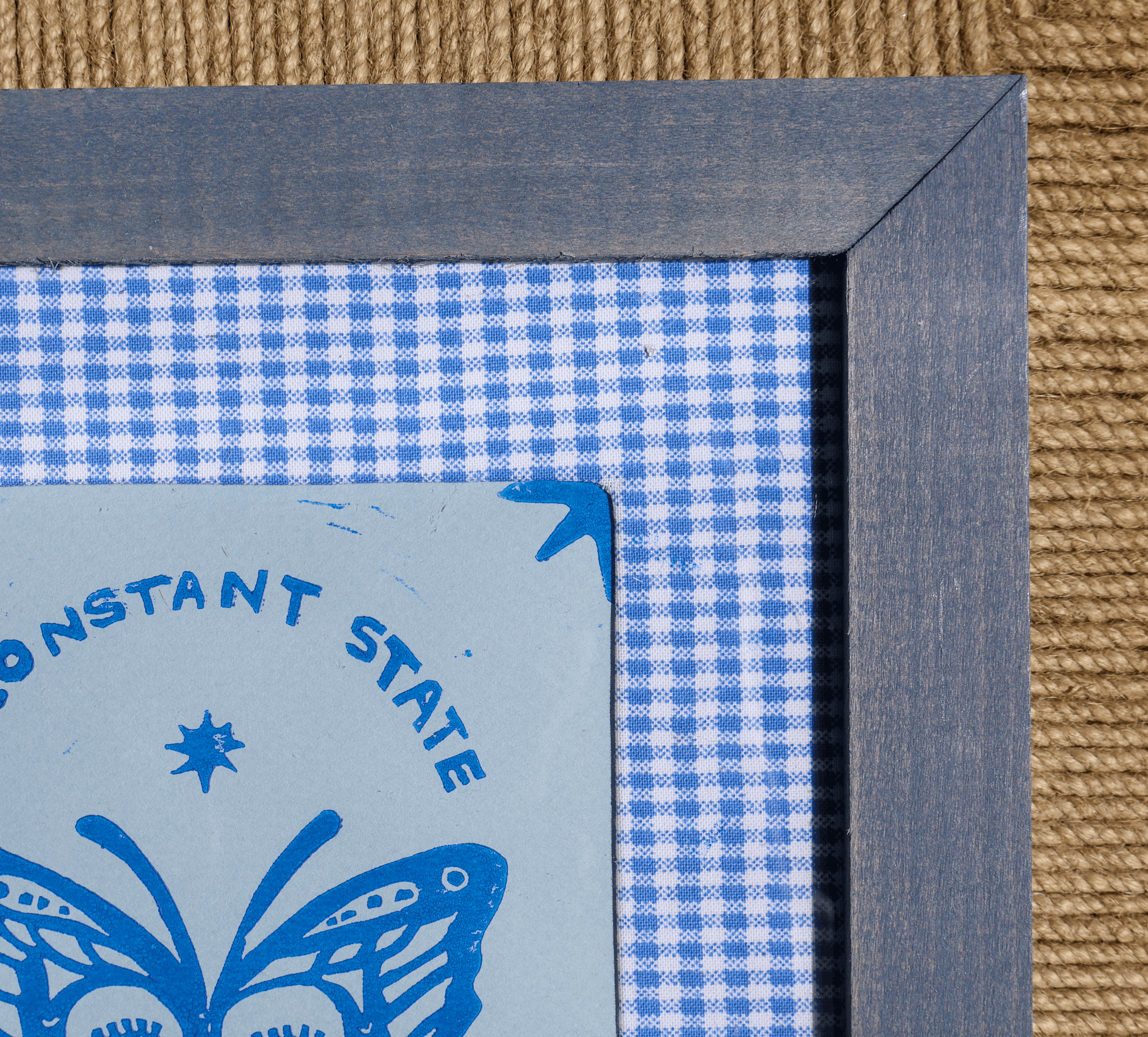 Framed Butterfly Linocut Print