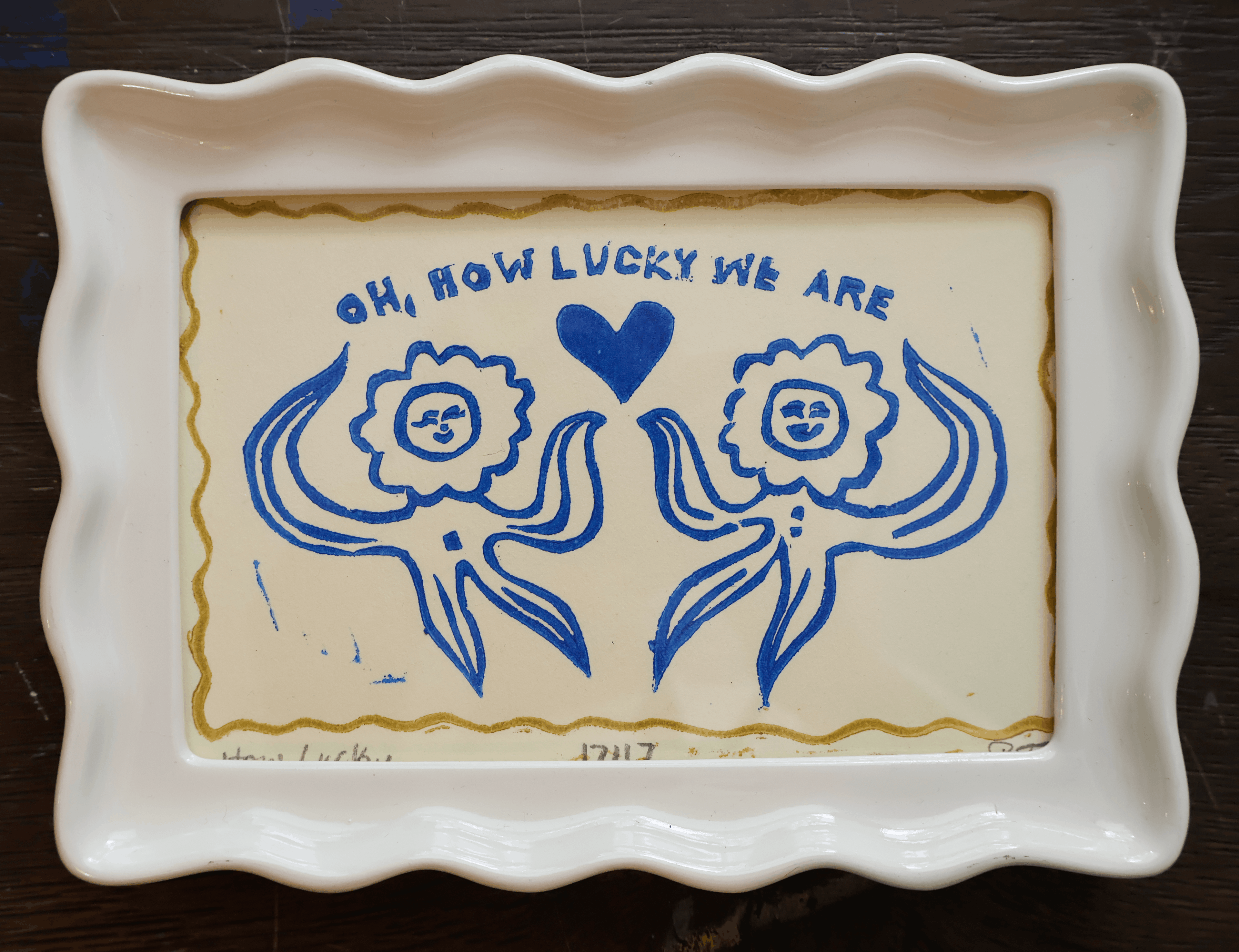 Framed How Lucky Linocut Print
