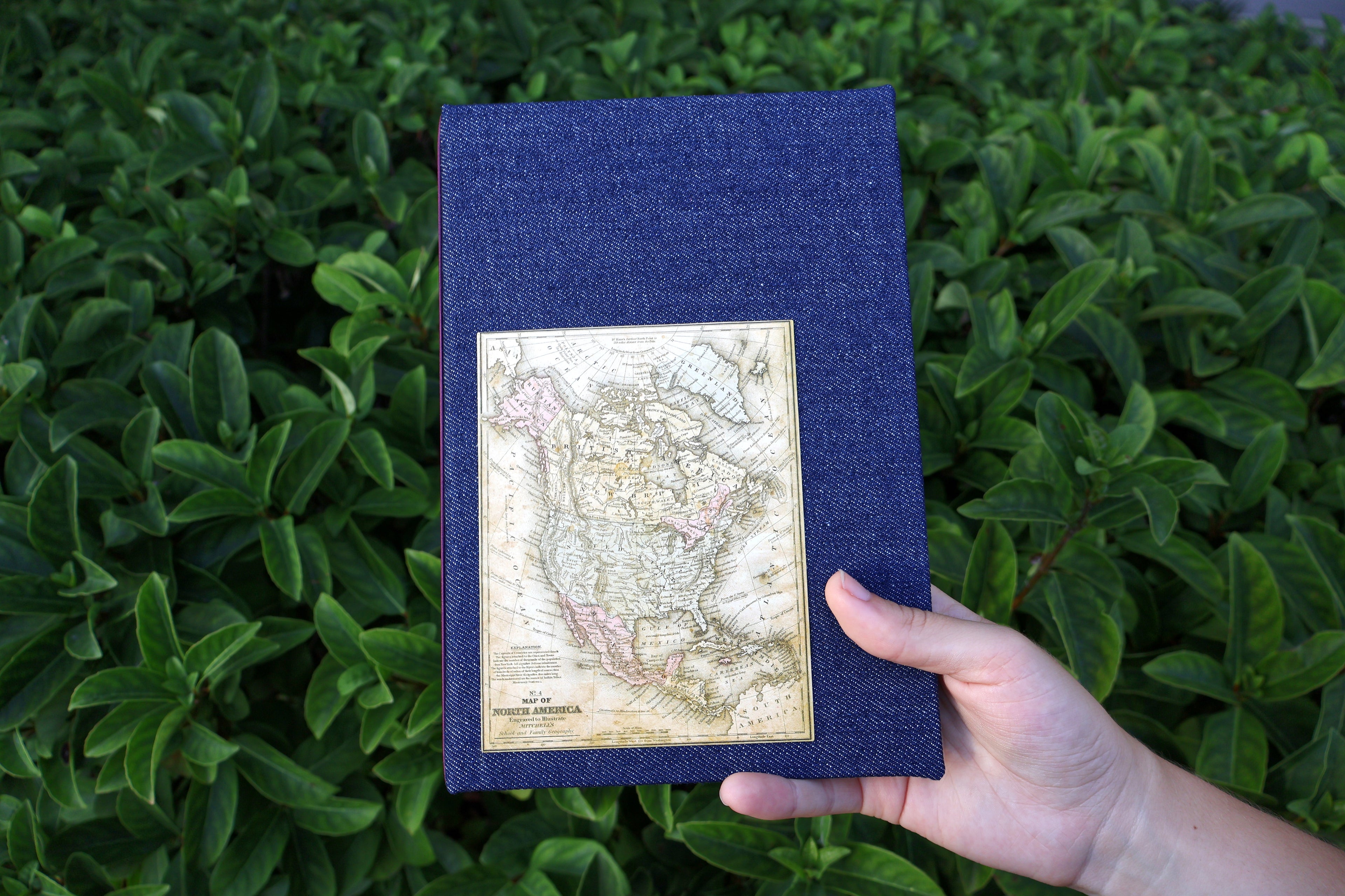 Denim Refillable Journal (world map)