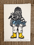 Fisherman Linocut Print