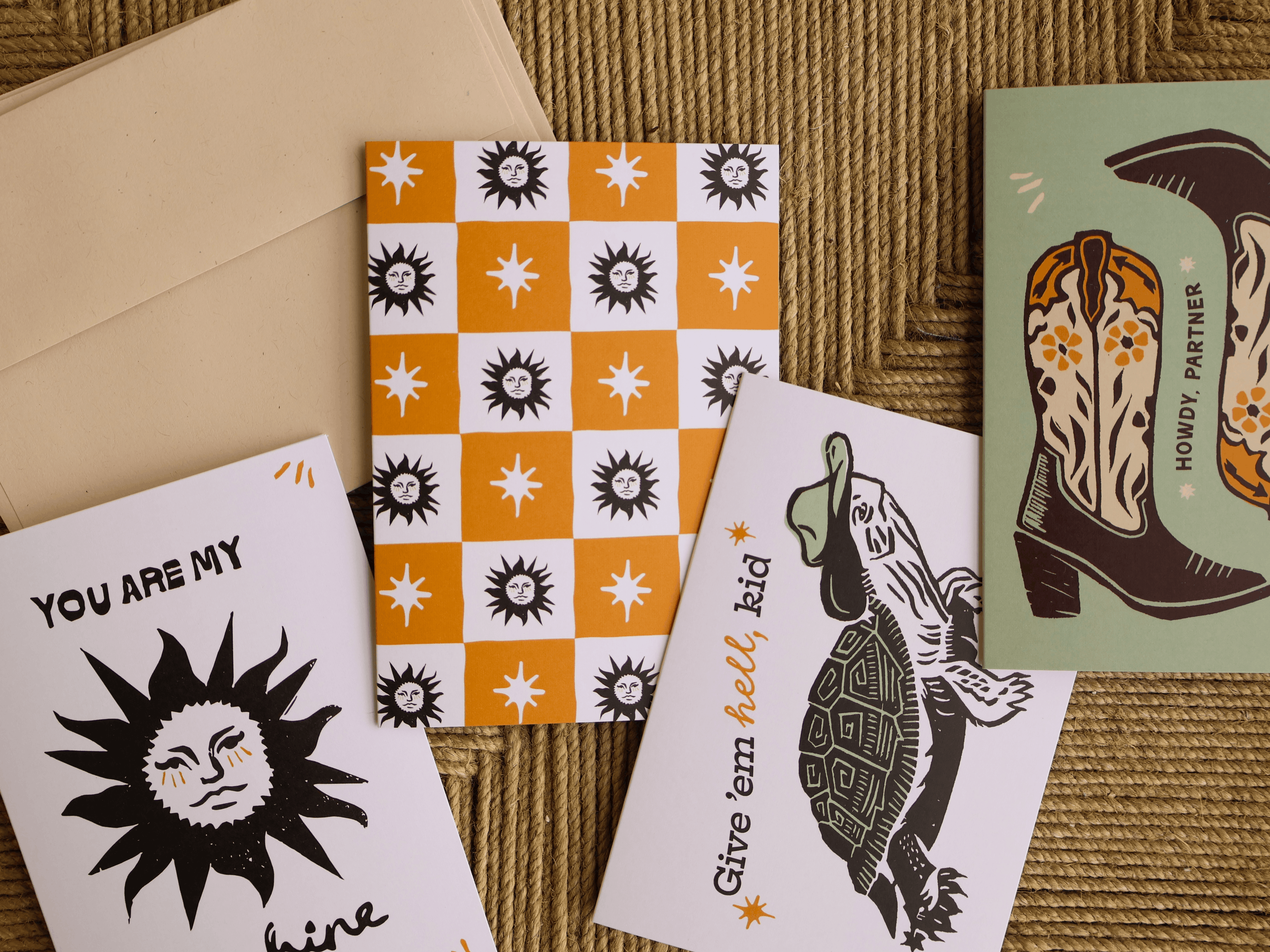 Checkered Sun Greeting Card