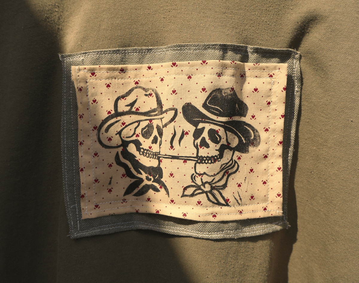 Cowboys Linocut Patchwork T-Shirt