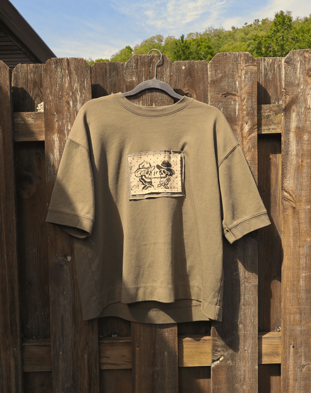 Cowboys Linocut Patchwork T-Shirt