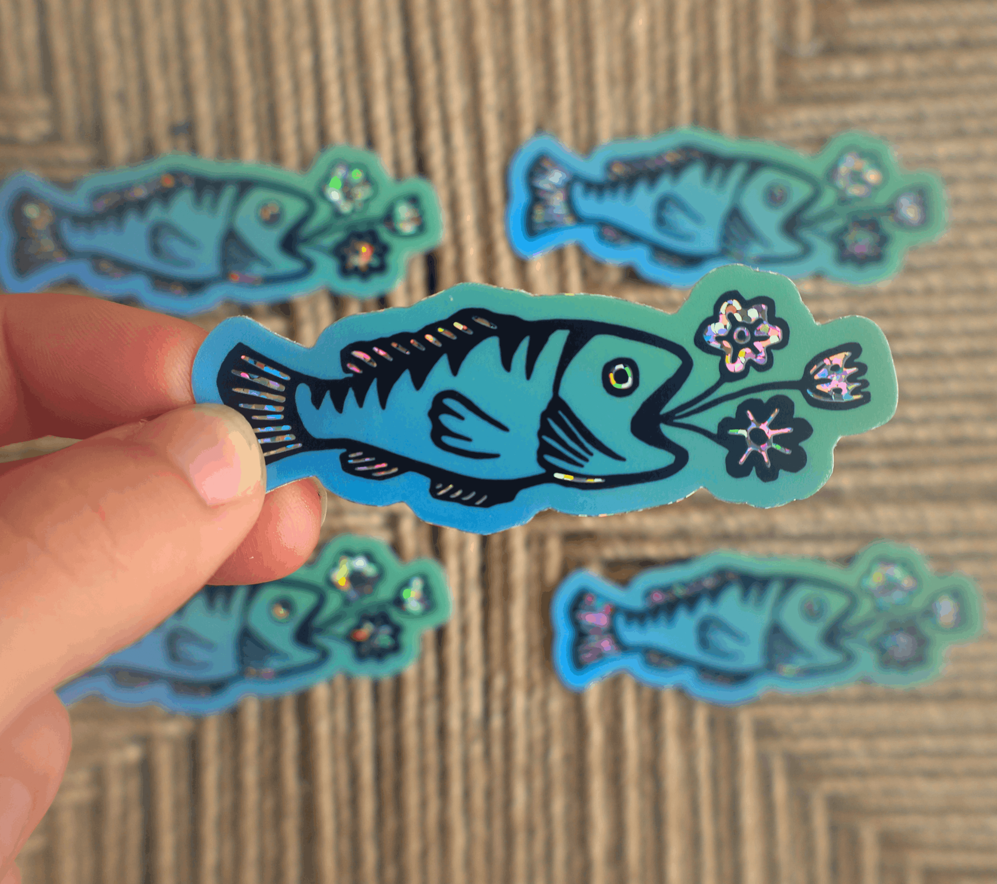 Fish Vase Glitter Sticker