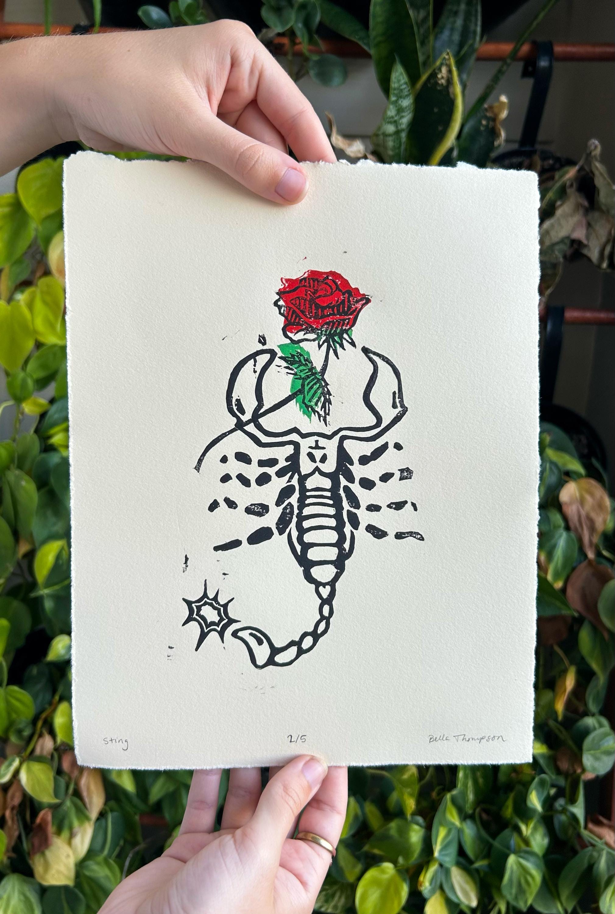 Scorpion Linocut Print