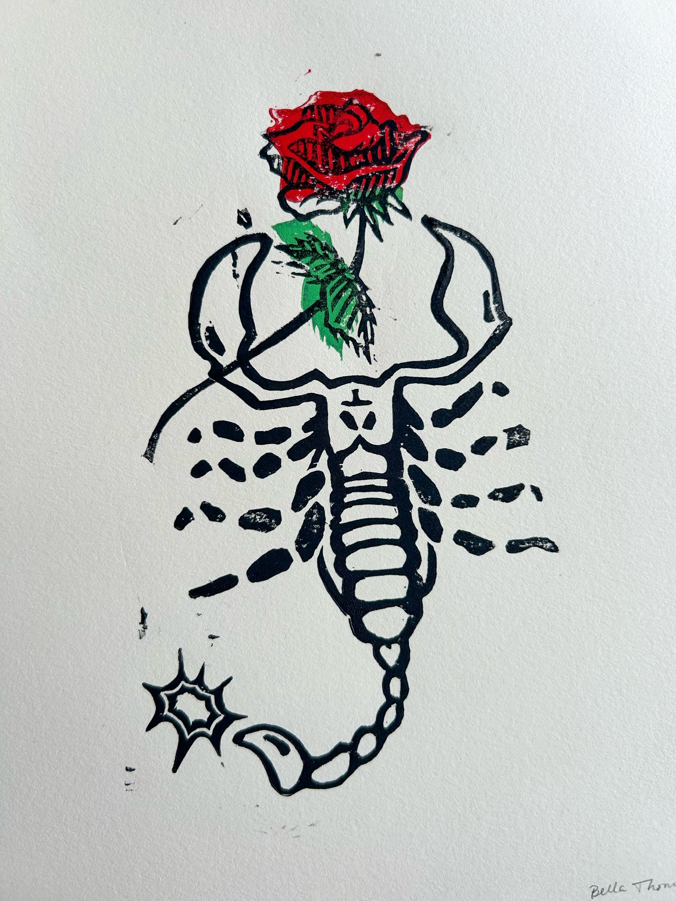 Scorpion Linocut Print